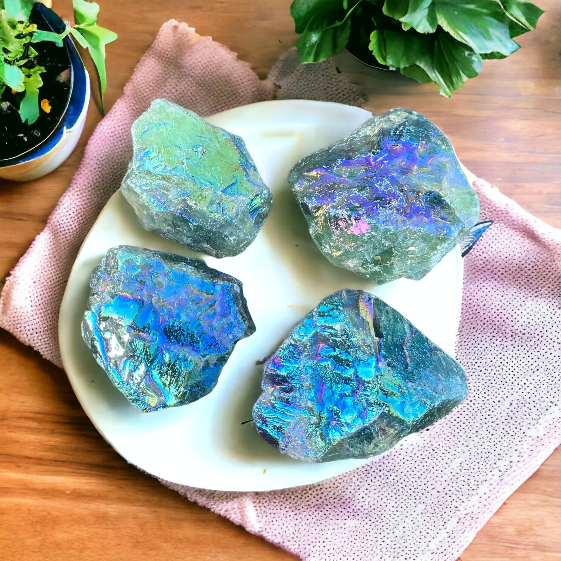 Raw Aura Green Fluorite Crystal Piece - Unique Aura Fluorite for Calming Energy