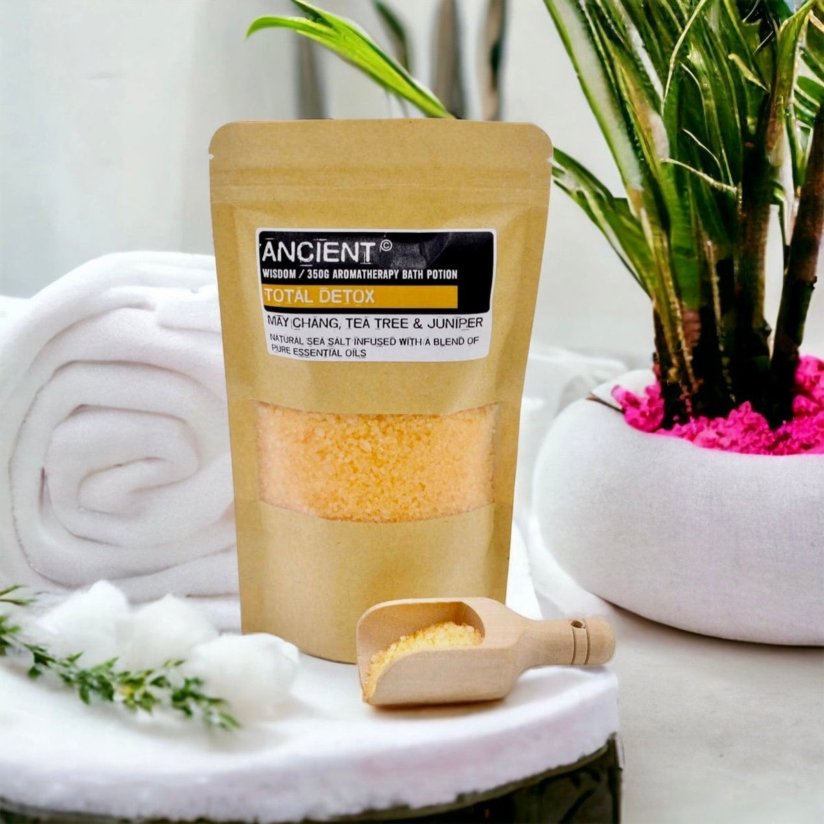 May Chang, Tea Tree, and Juniper 'Total Detox' Bath Salts - Infused with Pure Essential Oils for a Refreshing Hot Tub Soak and Aromatherapy