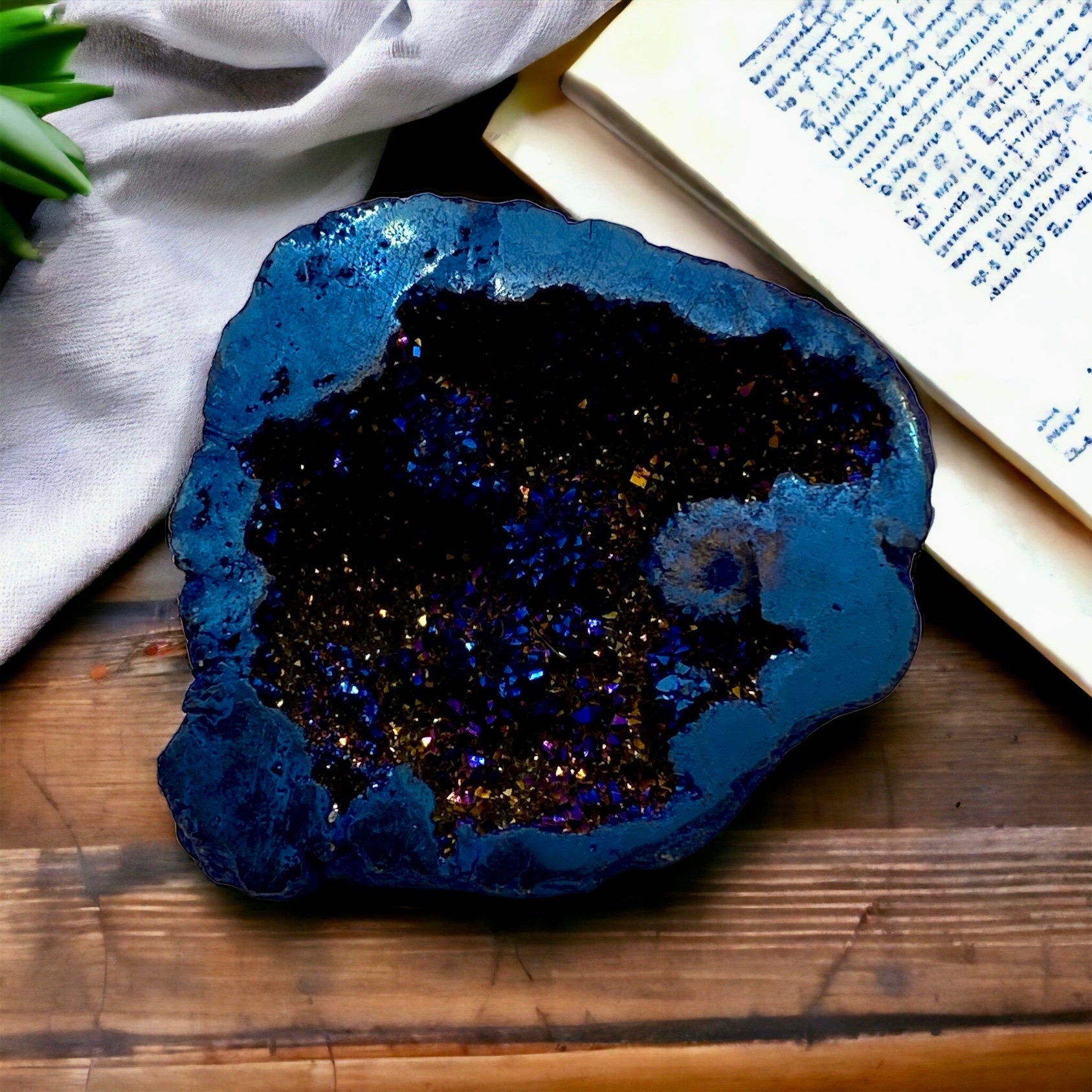 Cobalt Aura Geode – Vibrant and Mystical Crystal | Luna by Louise, Crystal Shop UK
