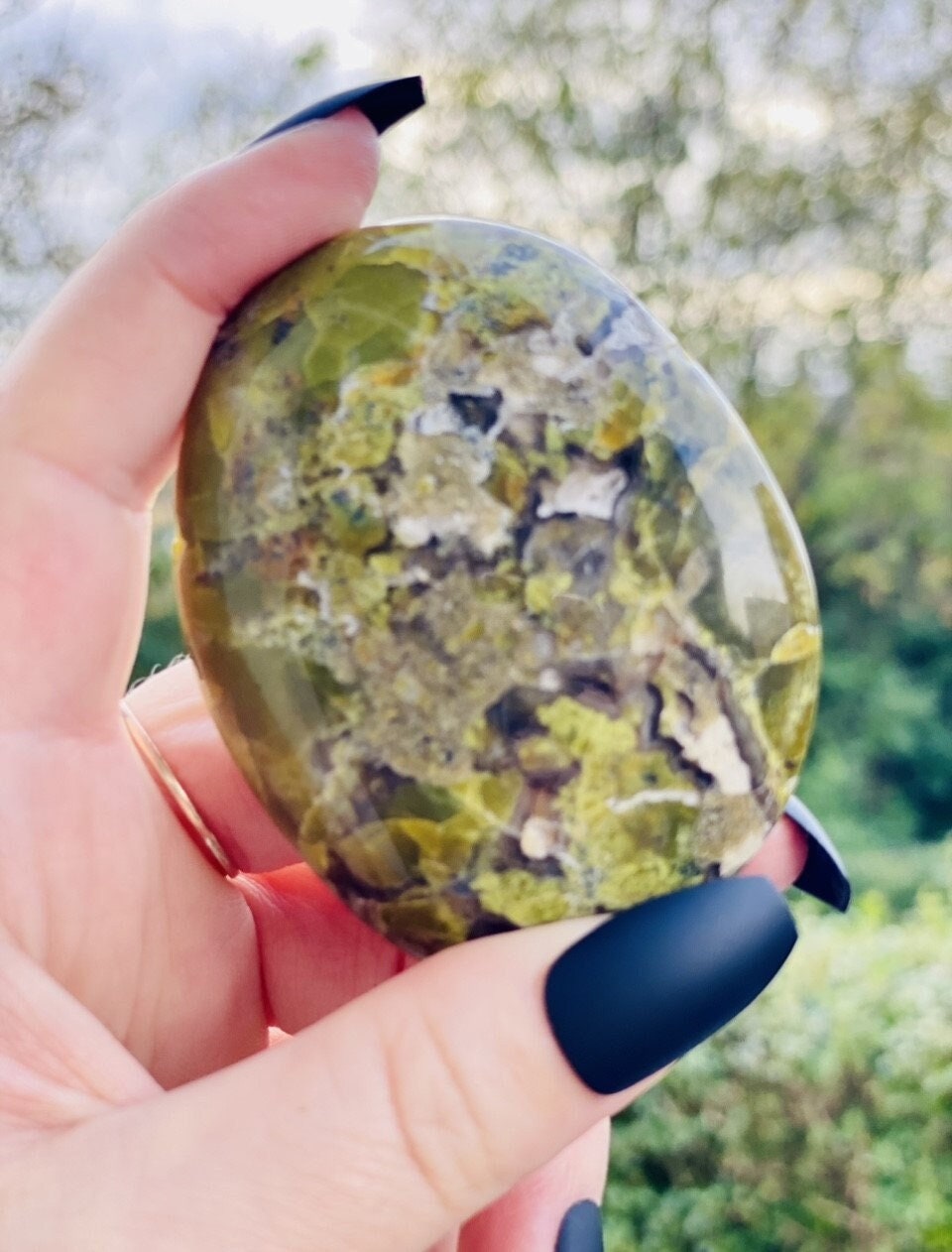 Green Opal Palm Stone: Polished Calming Crystal (80-120g)