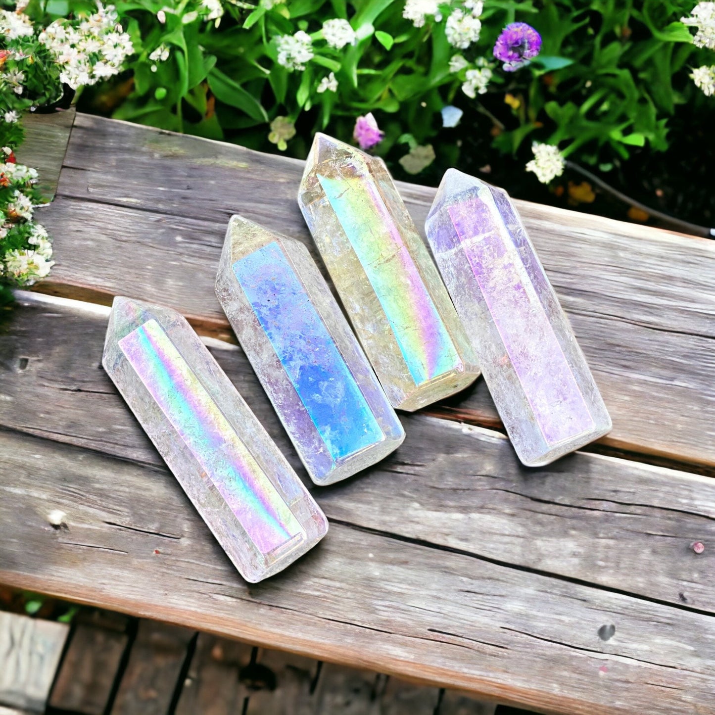 Angel Aura Quartz Crystal Tower: Rainbow Opal Aura Obelisk