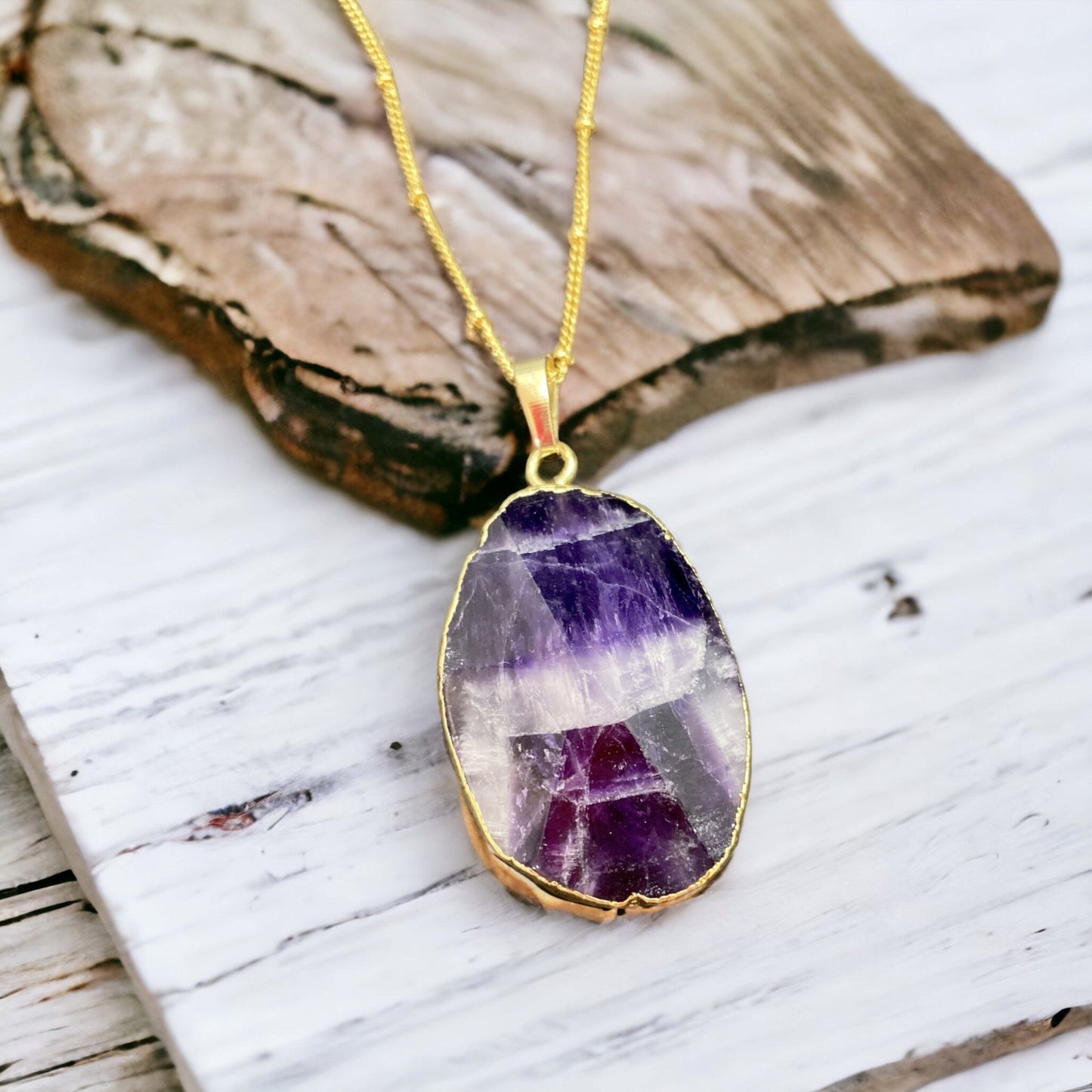 Uruguayan Amethyst Crystal Pendant: Handmade Boho Necklace