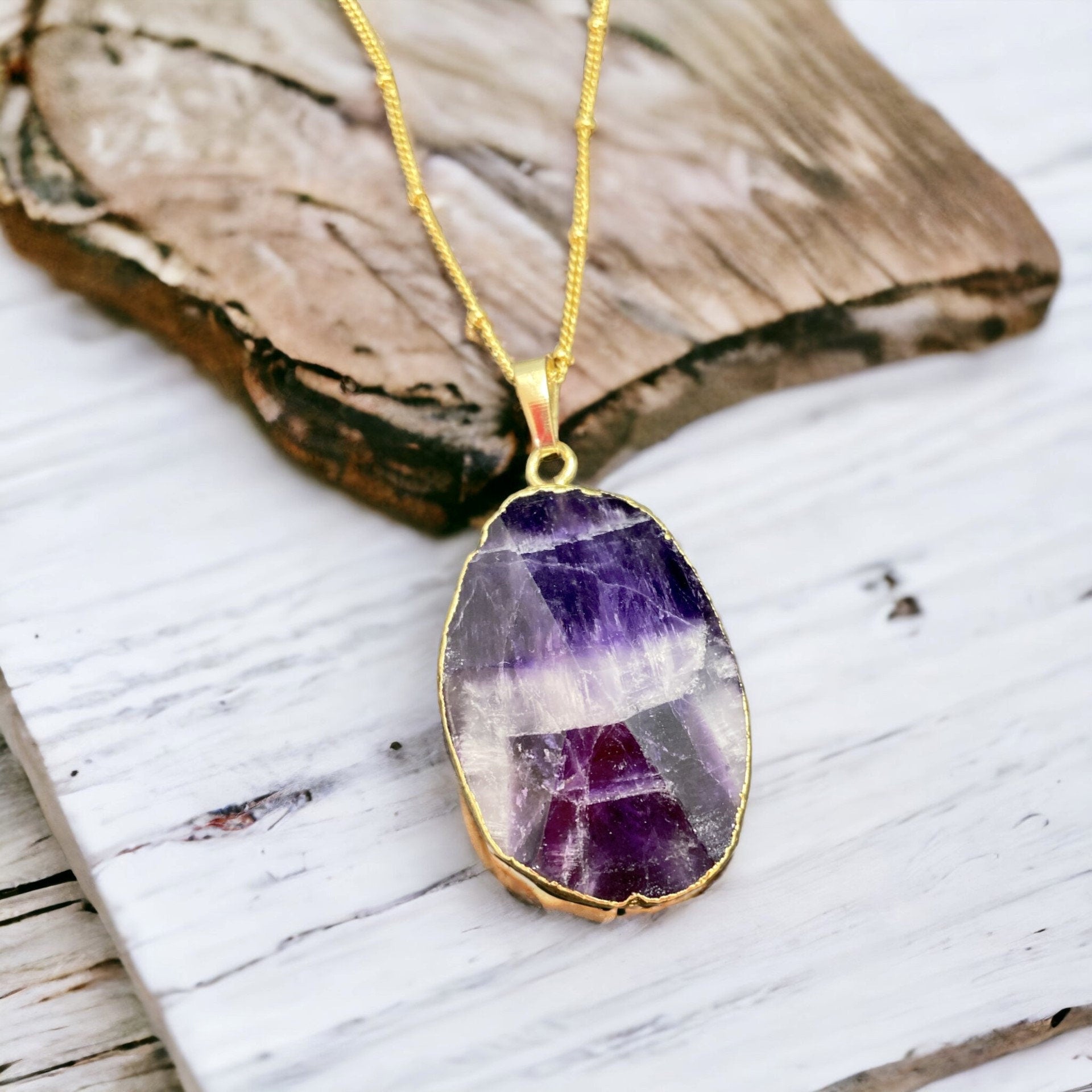 Uruguayan Amethyst Crystal Pendant: Handmade Boho Necklace