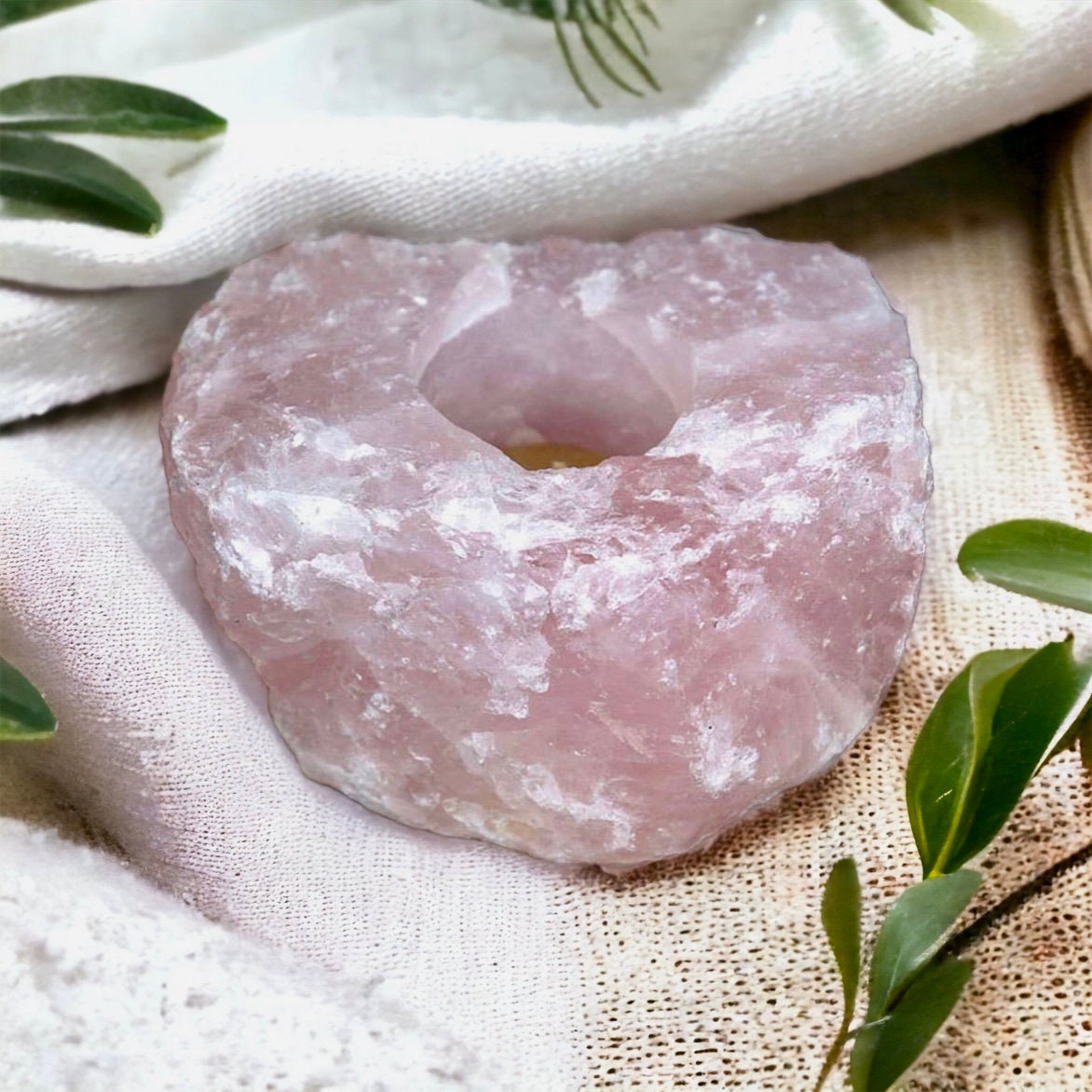 Rose Quartz Crystal Candle Holder: 'Stone of Love' Tealight Holder