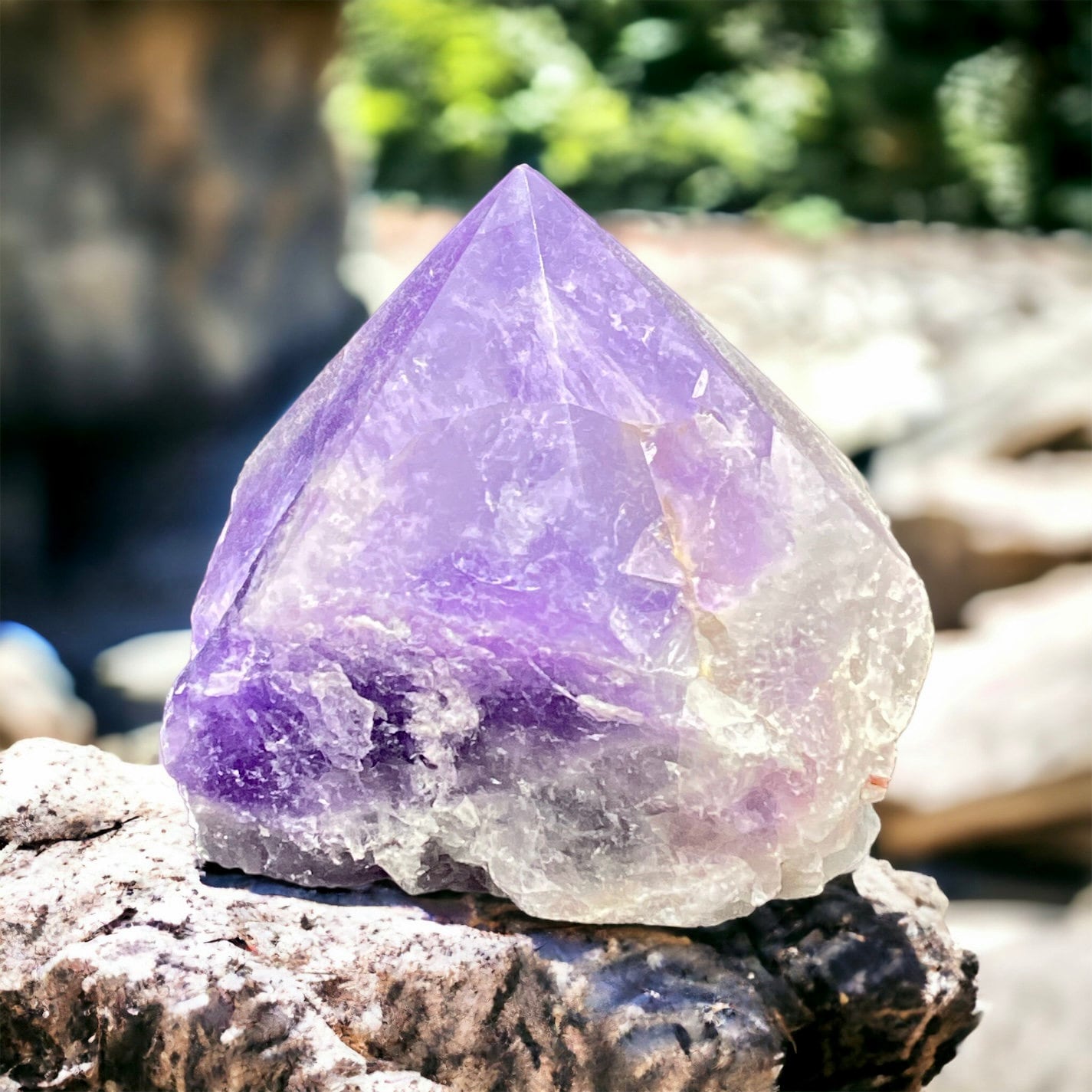 Amethyst Cut Base Polished - Harness Spiritual Energy with an Amethyst Cut Base, Beautiful Rocks, Pretty Crystals for Healing and Calming