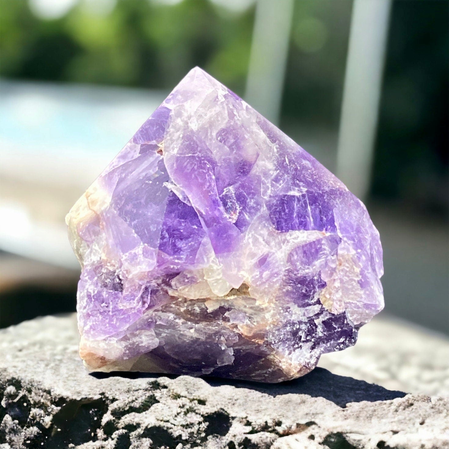 Amethyst Cut Base Polished - Harness Spiritual Energy with an Amethyst Cut Base, Beautiful Rocks, Pretty Crystals for Healing and Calming