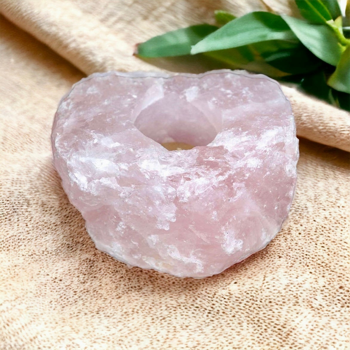 Rose Quartz Crystal Candle Holder: 'Stone of Love' Tealight Holder