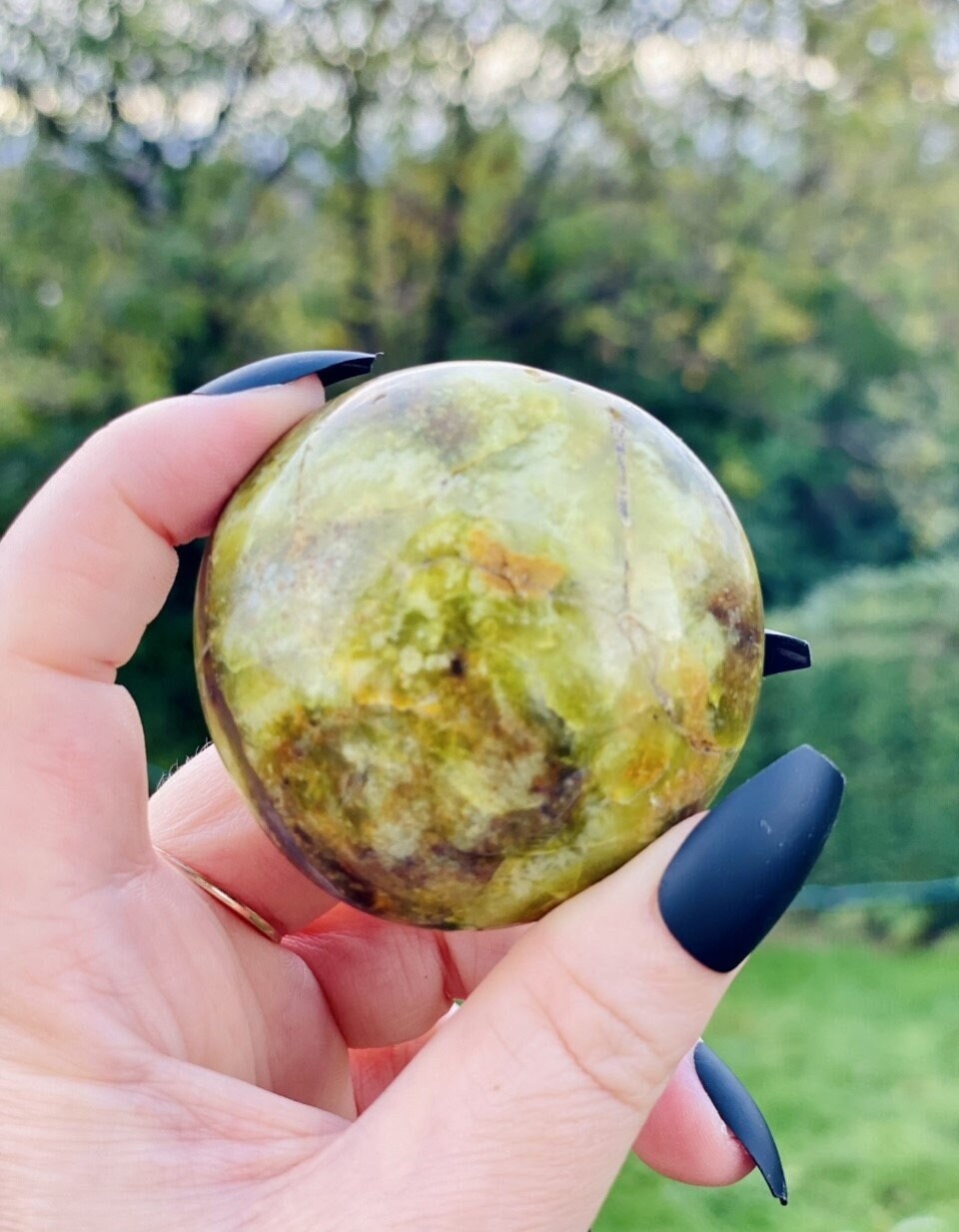 Green Opal Palm Stone: Polished Calming Crystal (80-120g)