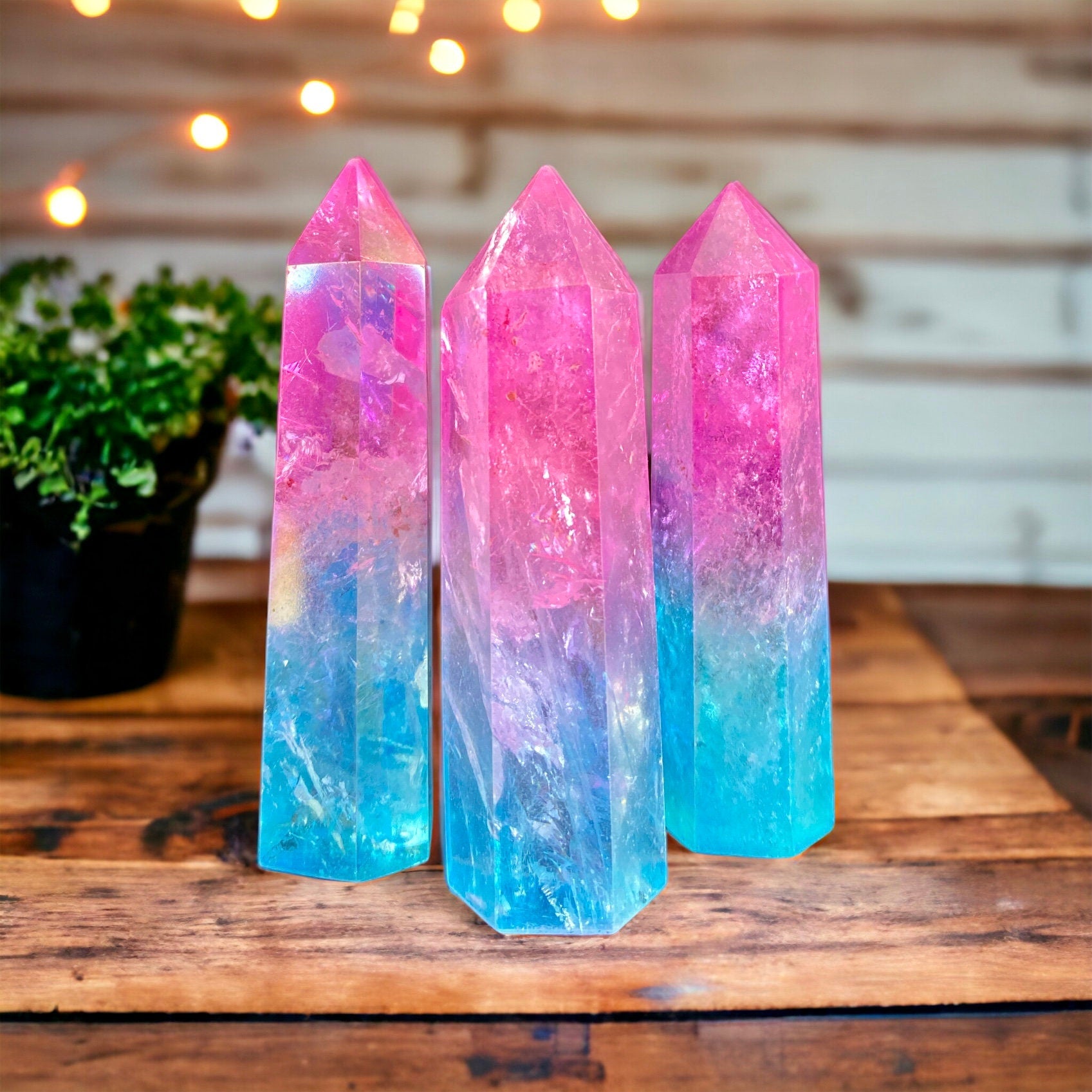 Aura Quartz Crystal Tower: Pink & Blue Ombre Obelisk, Healing Stone