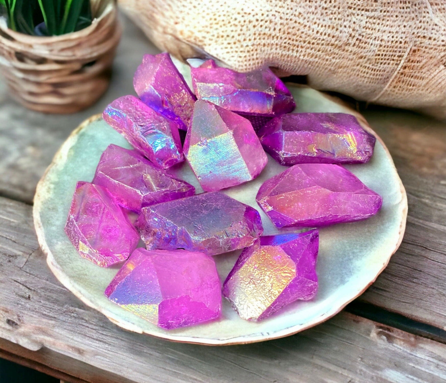 Purple Aura Quartz Crystal. Iridescent, Vibrant, and Beautiful Healing Stones, Aura Crystals for Positive Energy