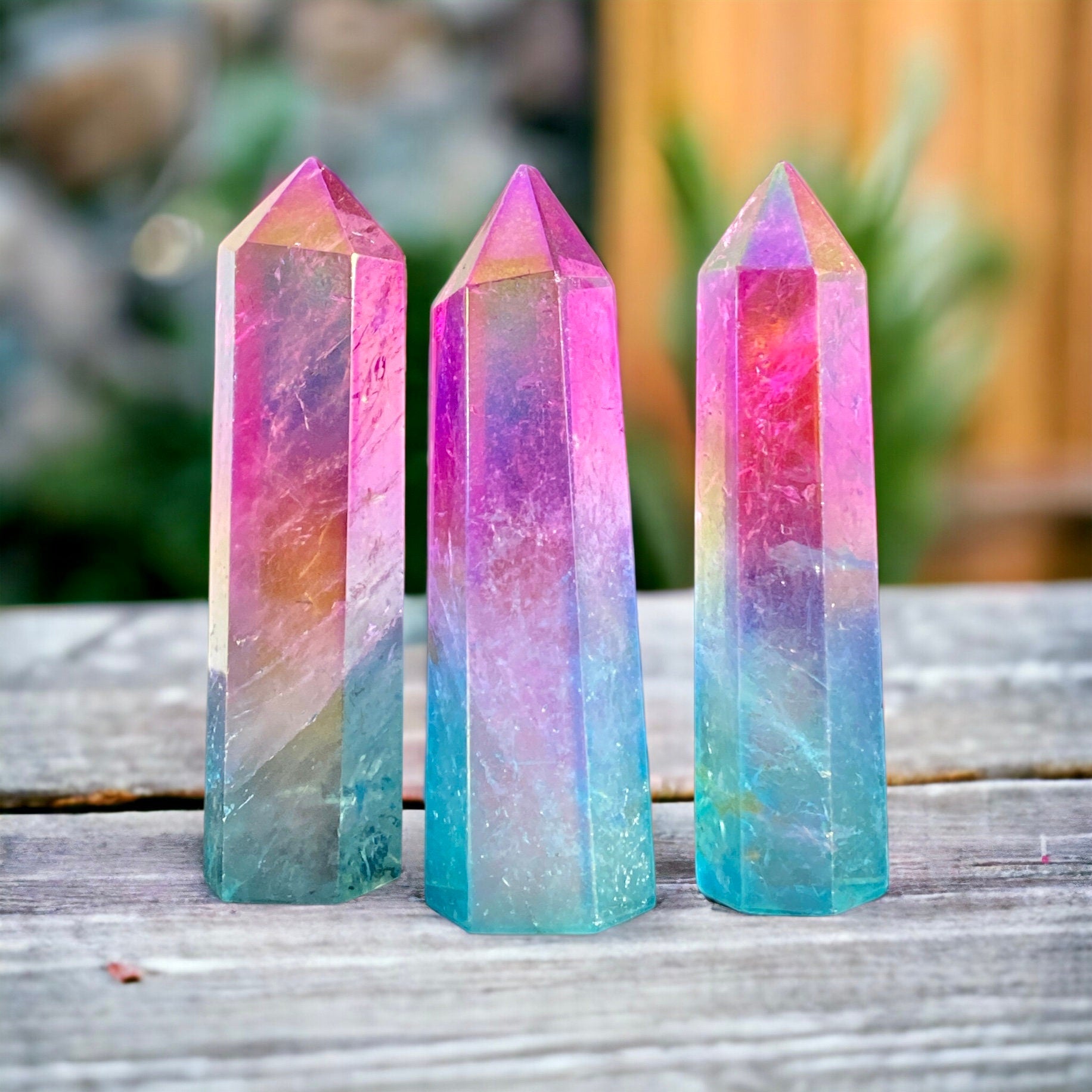 Aura Quartz Crystal Tower: Pink & Blue Ombre Obelisk, Healing Stone
