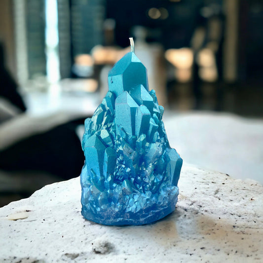Aqua Aura Crystal Candle: Handmade Zen Den Decor
