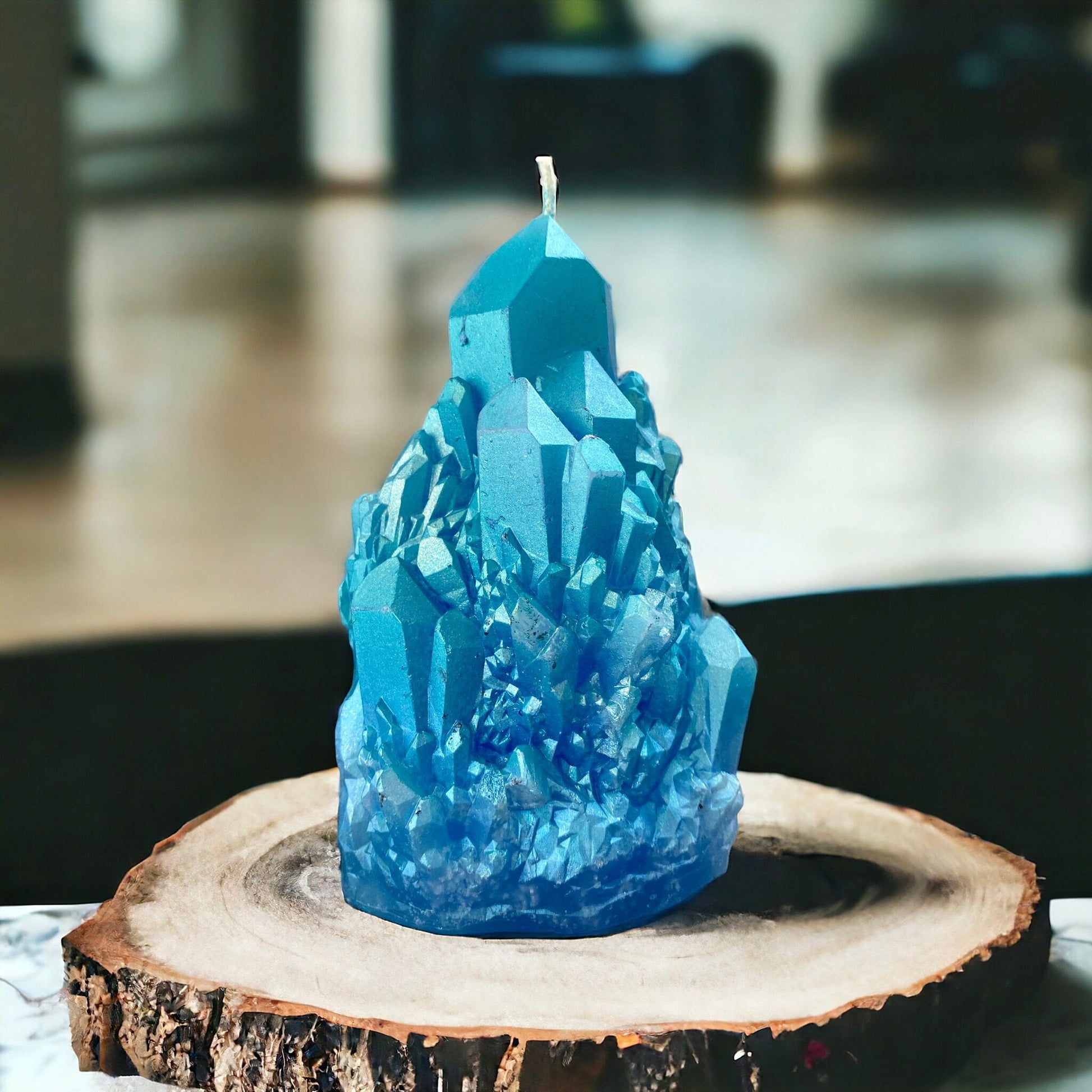 Aqua Aura Crystal Candle: Handmade Zen Den Decor