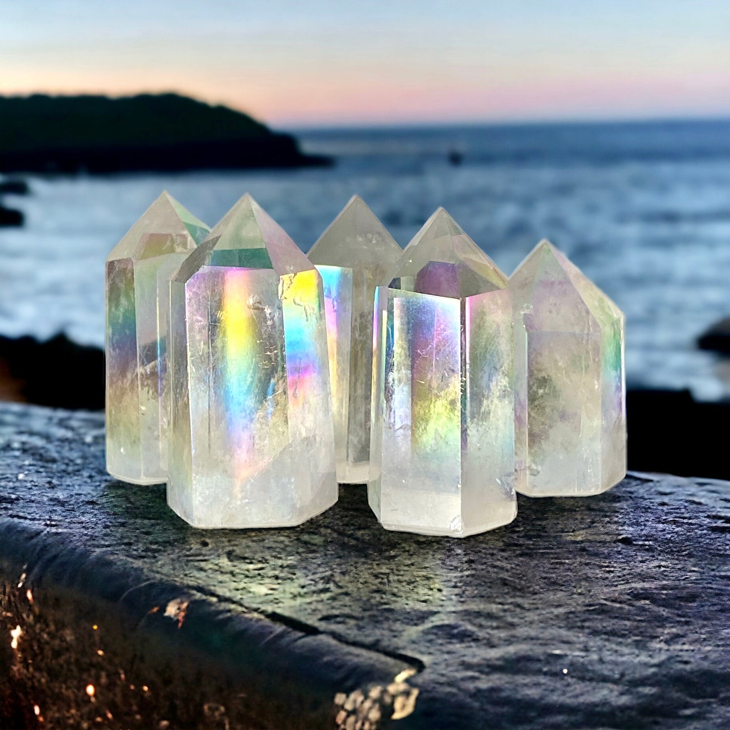 Angel Aura Quartz Tower Point: Iridescent Crystal Healing