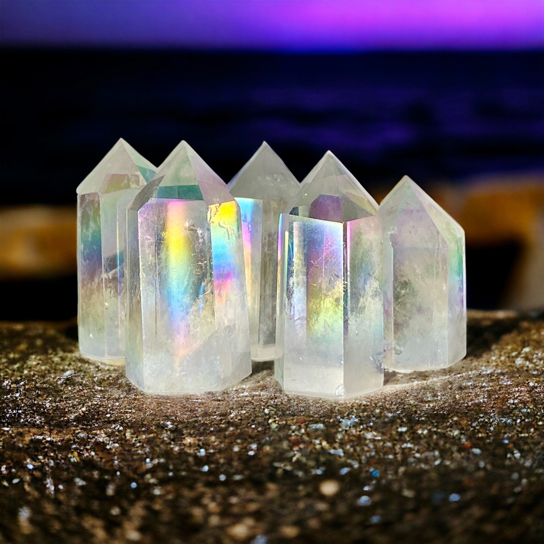 Angel Aura Quartz Tower Point: Iridescent Crystal Healing
