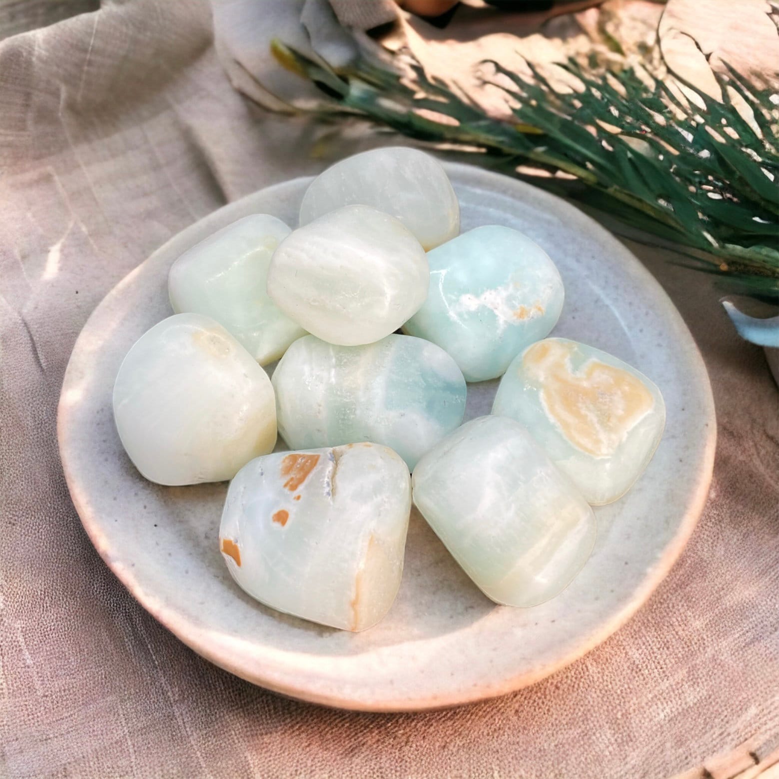 Caribbean Calcite Tumble Stone: Tranquil Pocket Crystal