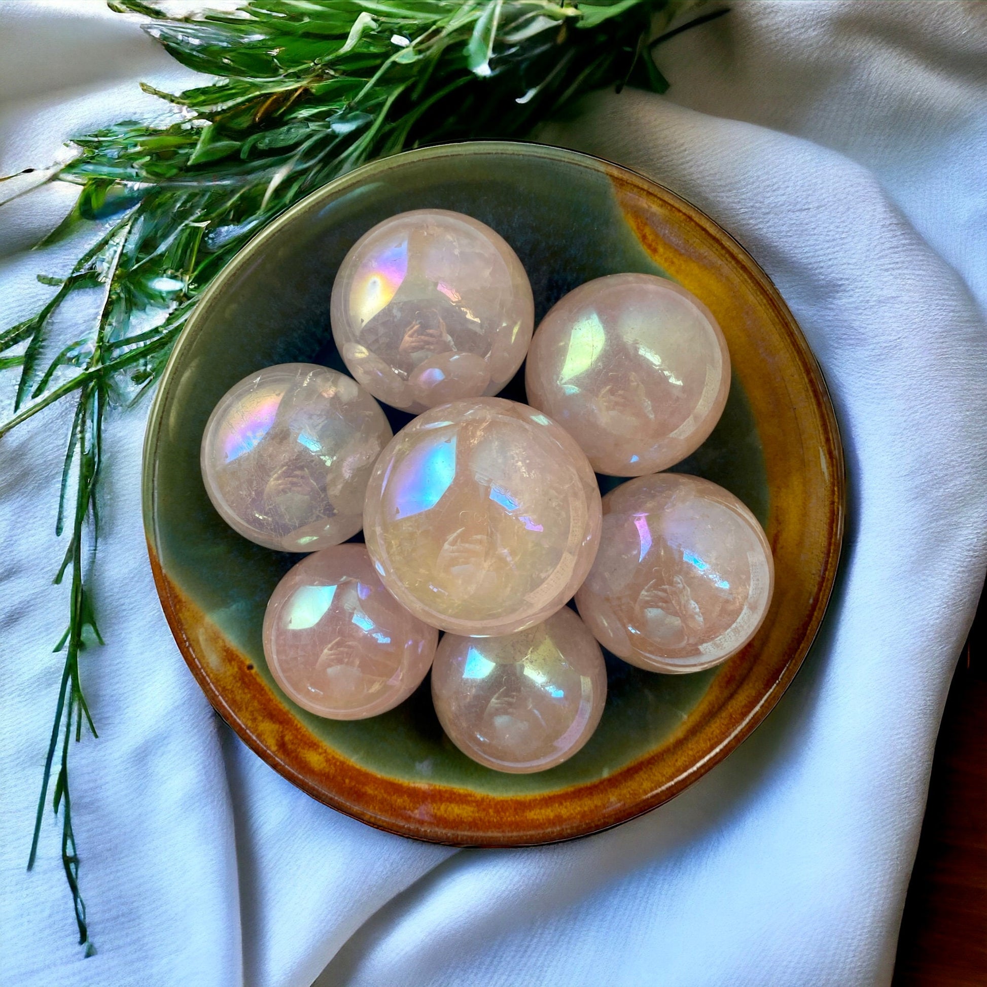 Rose Aura Crystal Sphere, Radiant Rose Aura Quartz, Calming Crystals. Crystal Shop UK