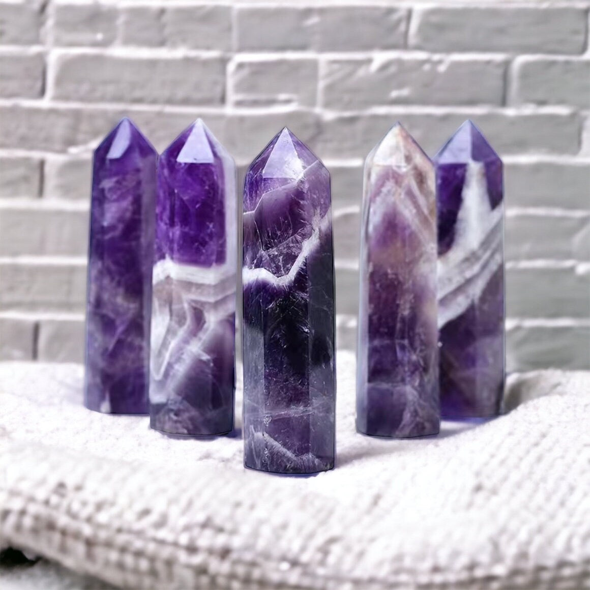 Chevron Amethyst Crystal Tower: Spiritual Decor (60-70mm)