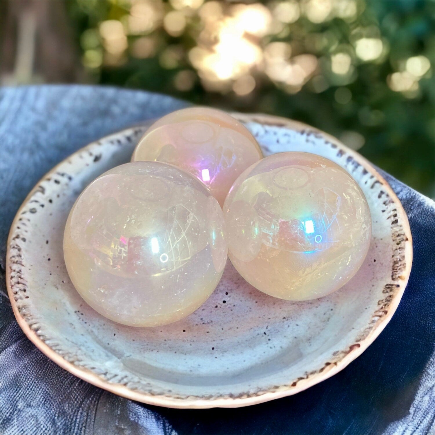 Rose Aura Quartz Crystal Sphere: Calming Spiritual Decor (30-35mm)