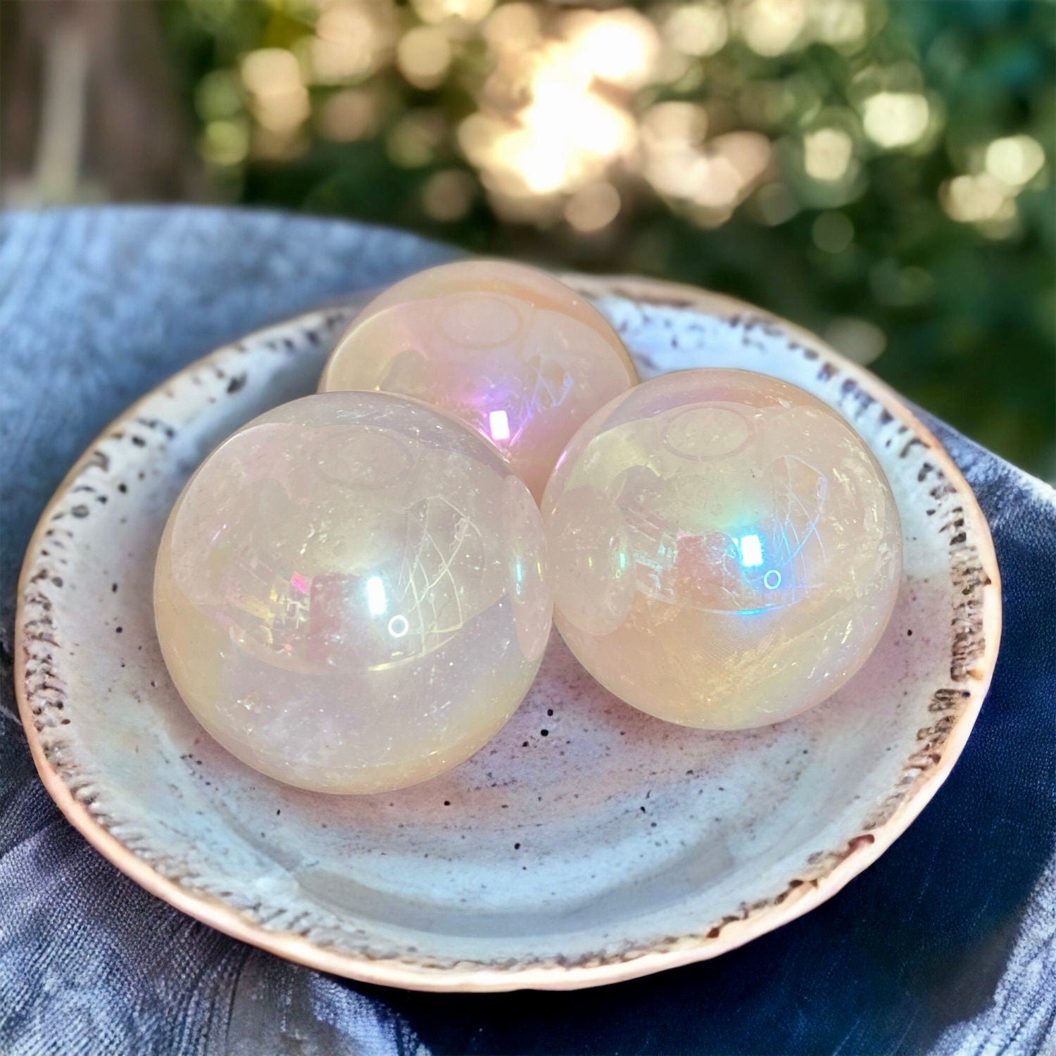 Rose Aura Quartz Crystal Sphere: Calming Home Decor (35-40mm)
