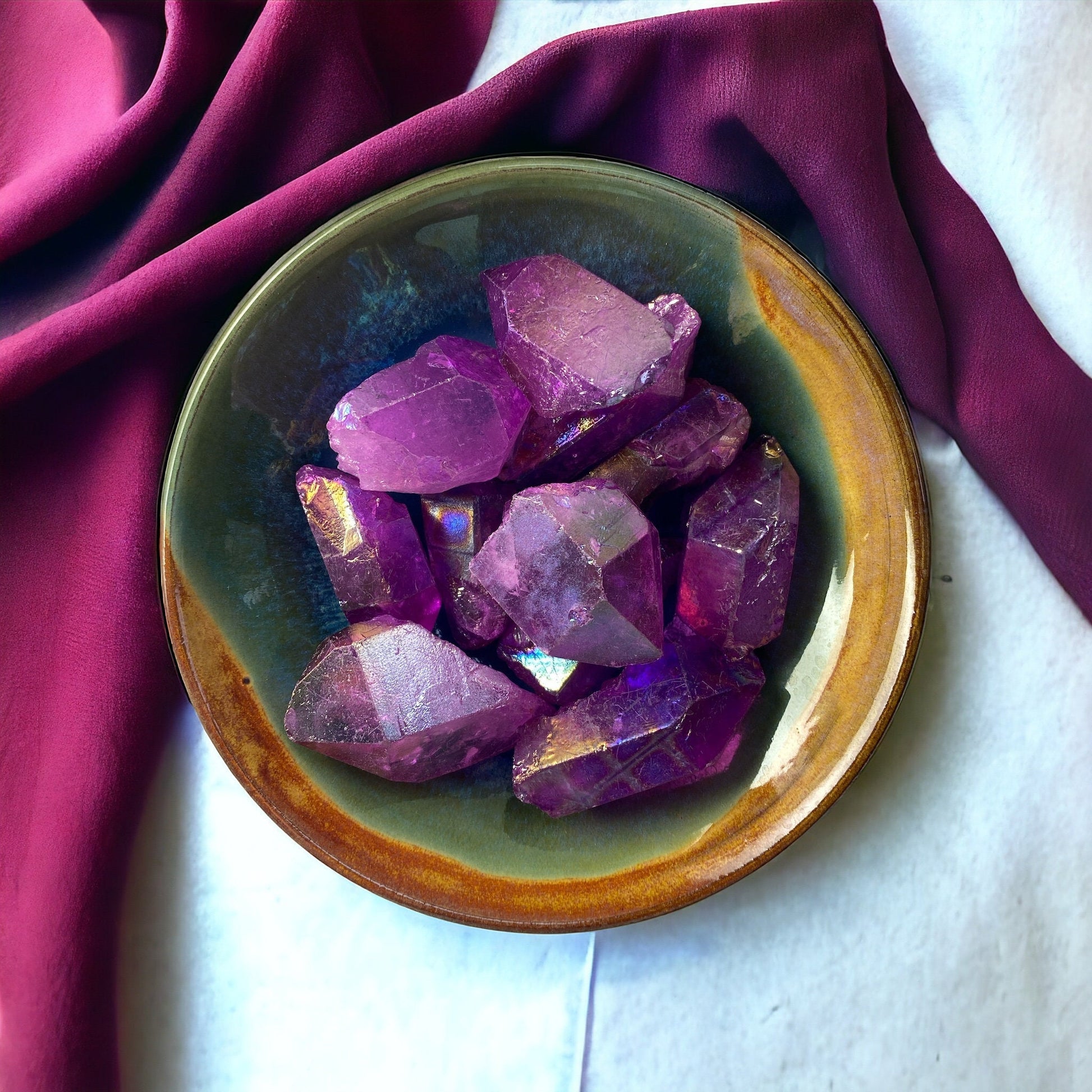 Purple Aura Quartz Crystal Point: Iridescent Healing Stone