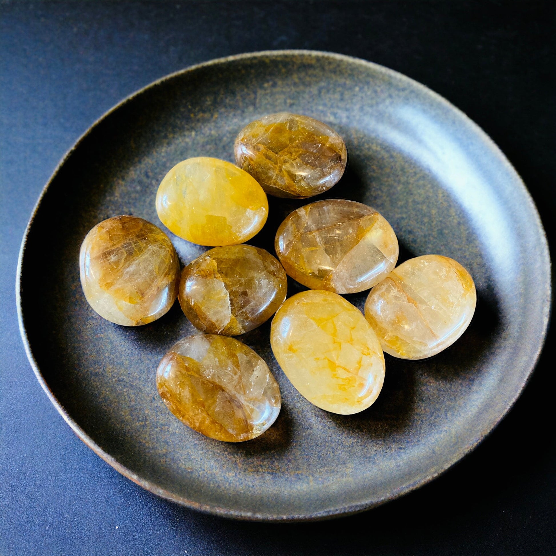 Golden Healer Quartz Palm Stone - Healing & Harmony | Luna by Louise Crystal Shop UK