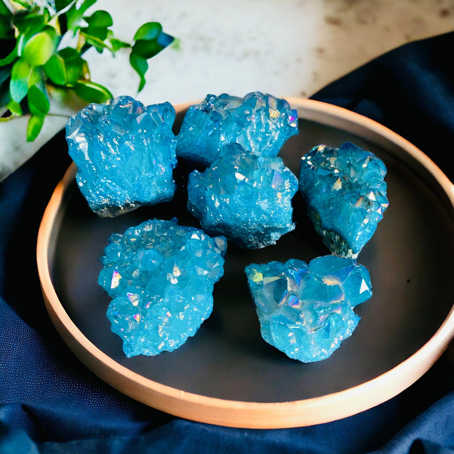 Aqua Aura Amethyst Cluster: Calming Crystal for Meditation