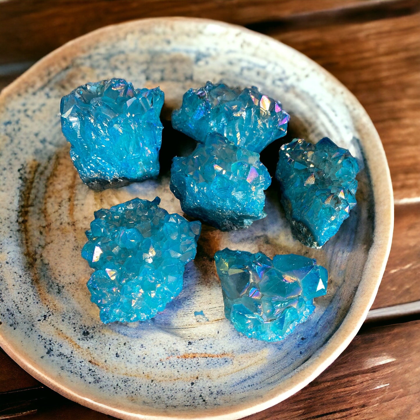 Aqua Aura Amethyst Cluster: Calming Crystal for Meditation