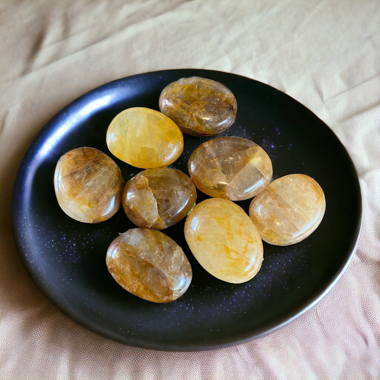 Golden Healer Quartz Palm Stone - Healing & Harmony | Luna by Louise Crystal Shop UK