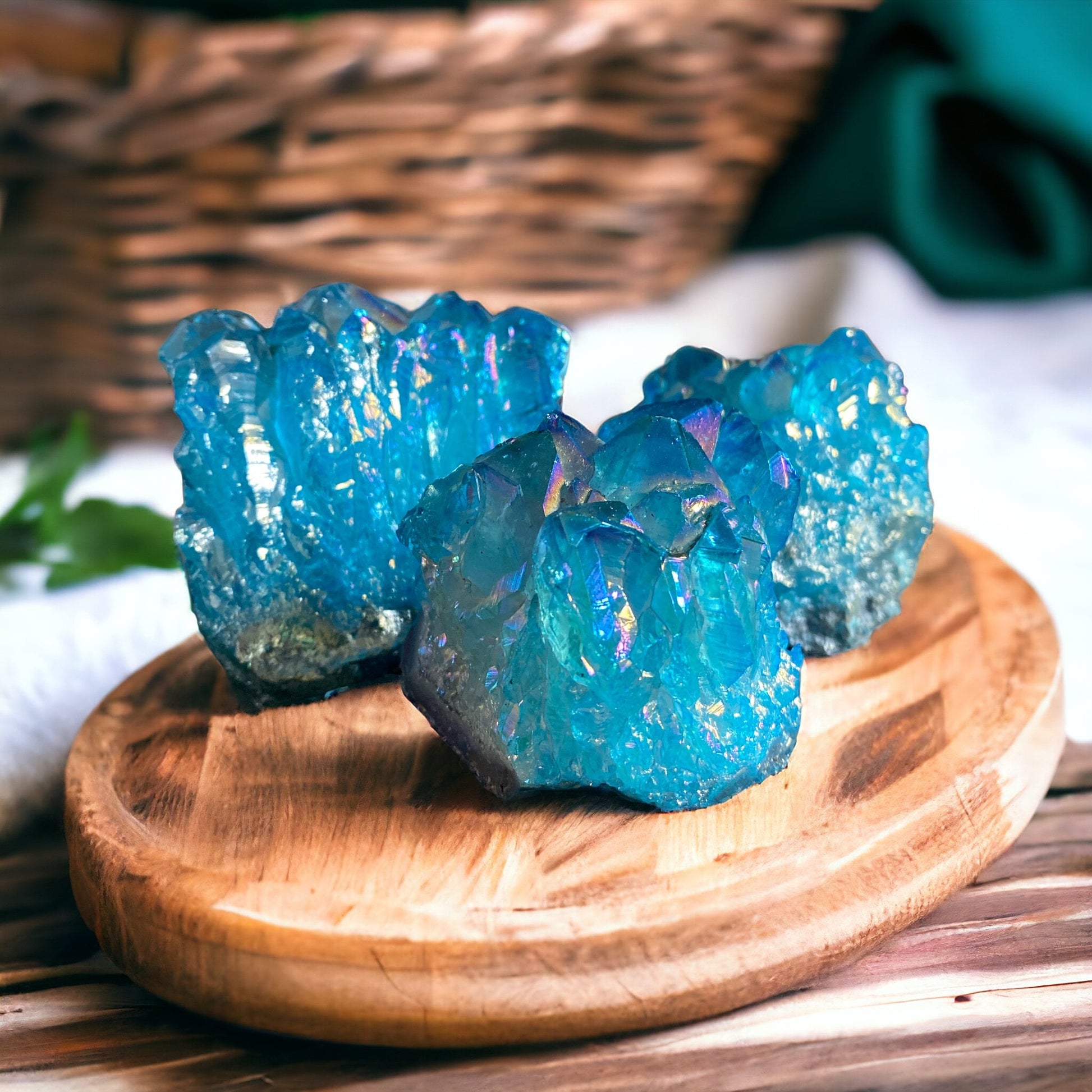 Aqua Aura Amethyst Cluster: Calming Crystal for Meditation