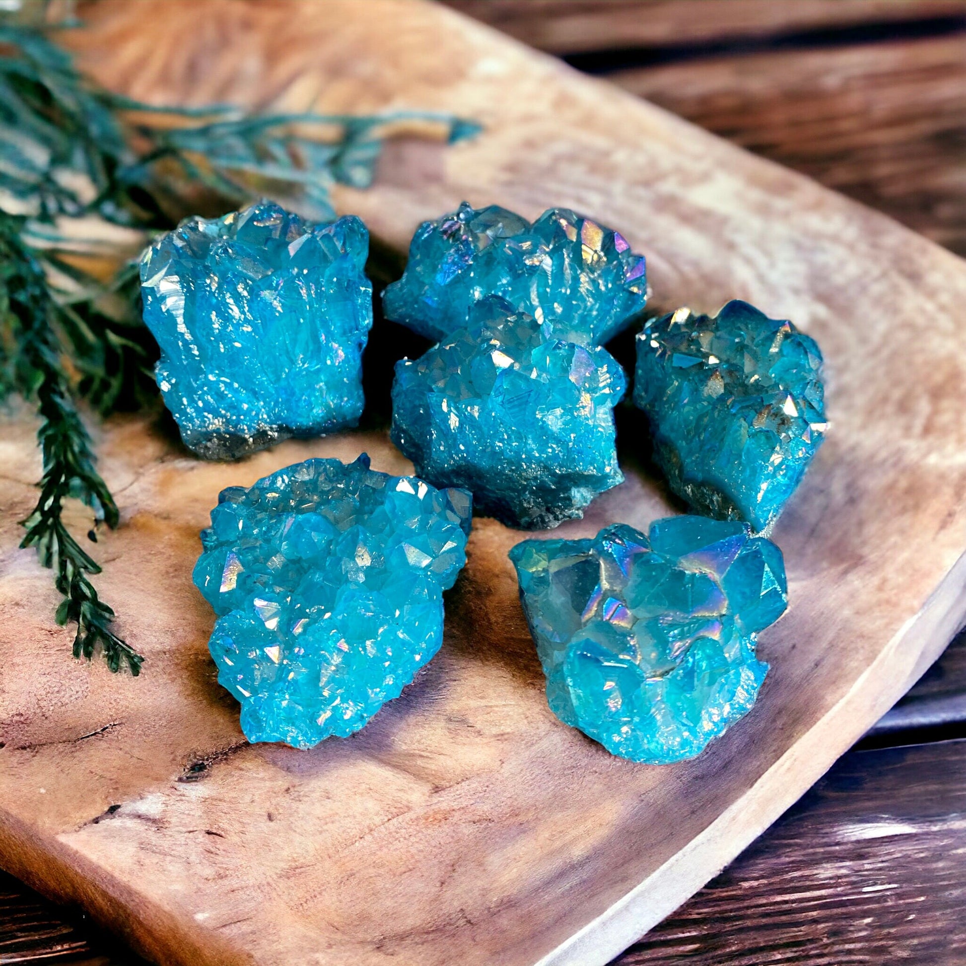 Aqua Aura Amethyst Cluster: Calming Crystal for Meditation