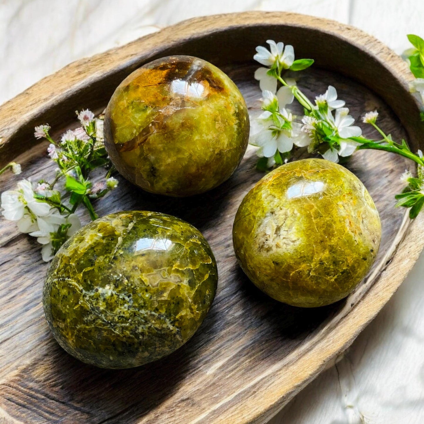 Green Opal Palm Stone, a Beautiful Green Crystal Palm Stone. Enchanting Gem for Calming Energy. Luna by Louise, Crystal Shop UK