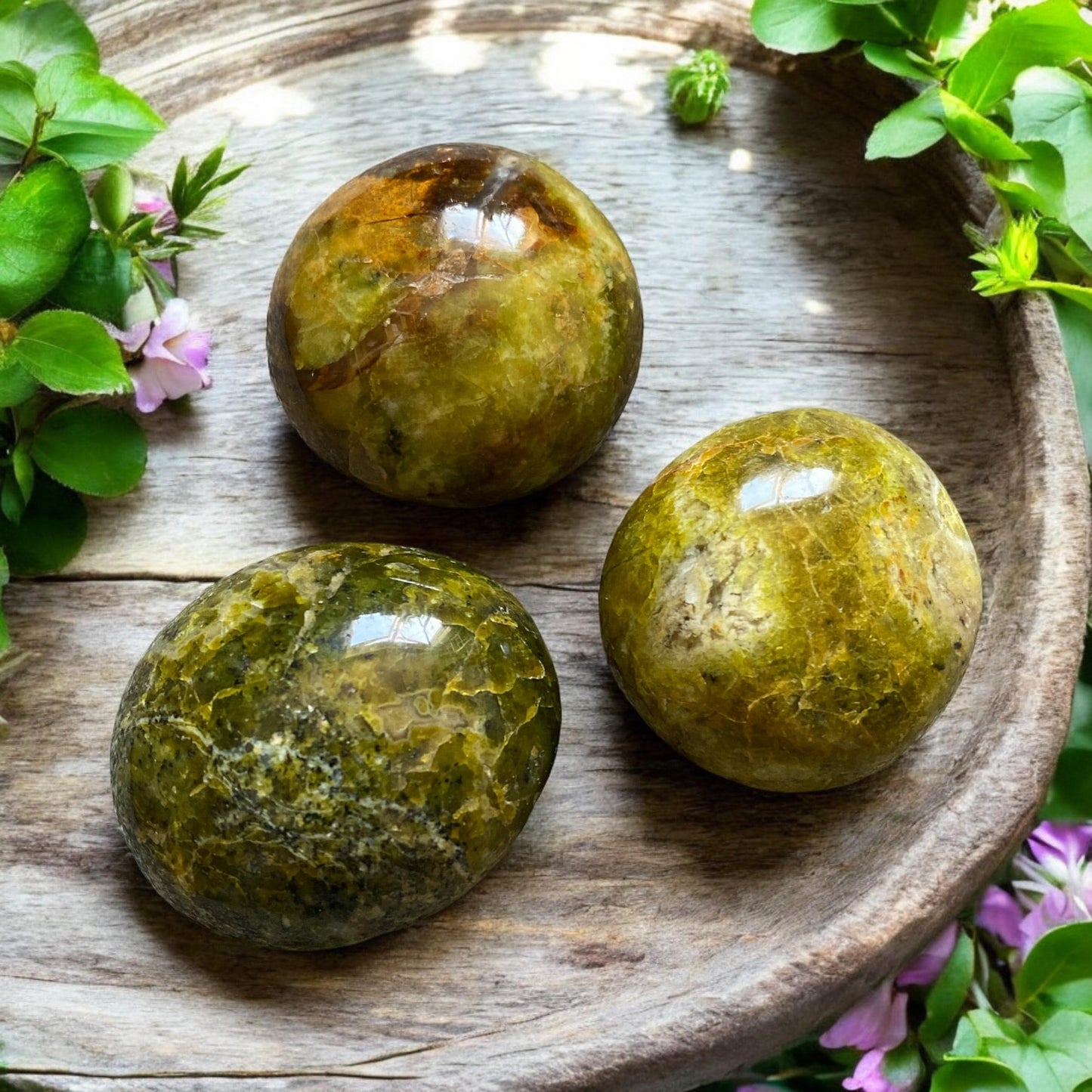 Green Opal Palm Stone: Polished Calming Crystal (80-120g)