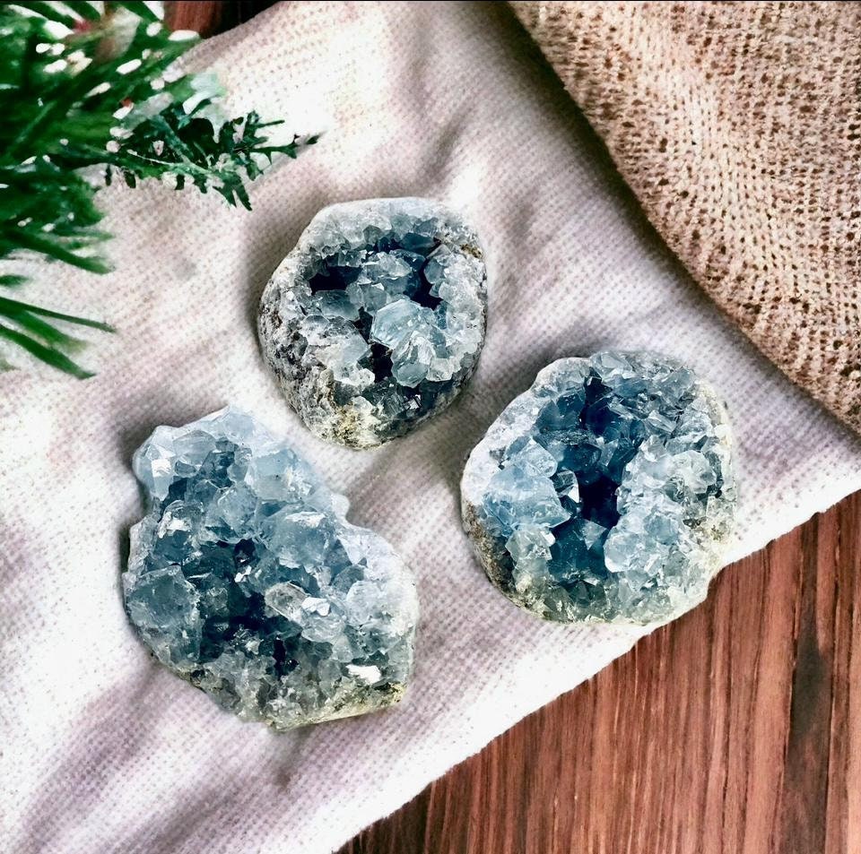Celestite Clusters - Luna by Louise, Crystal Shop UK | Calming Celestial Crystal for Serenity