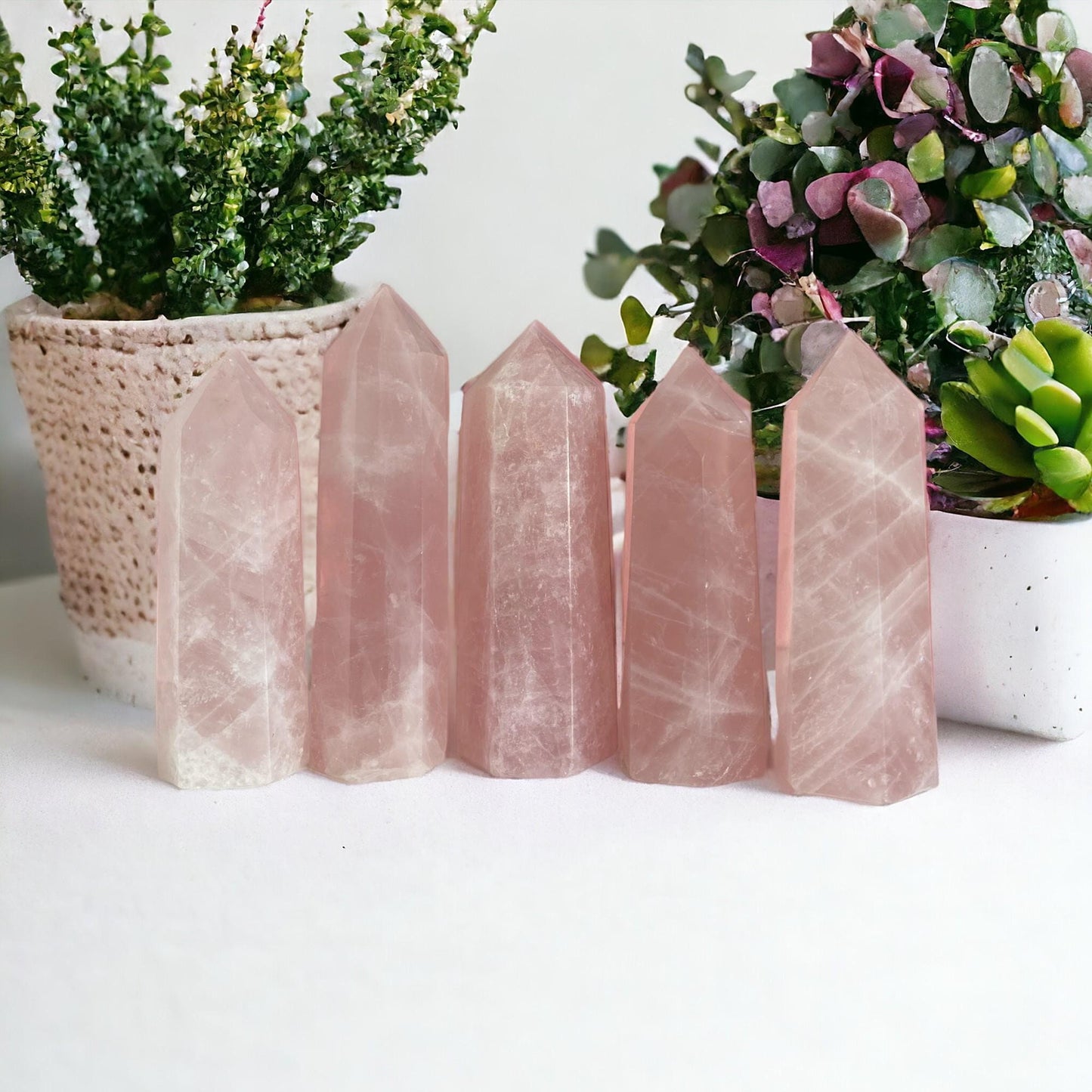 Rose Quartz Crystal Tower: Love and Compassion Healing Stone