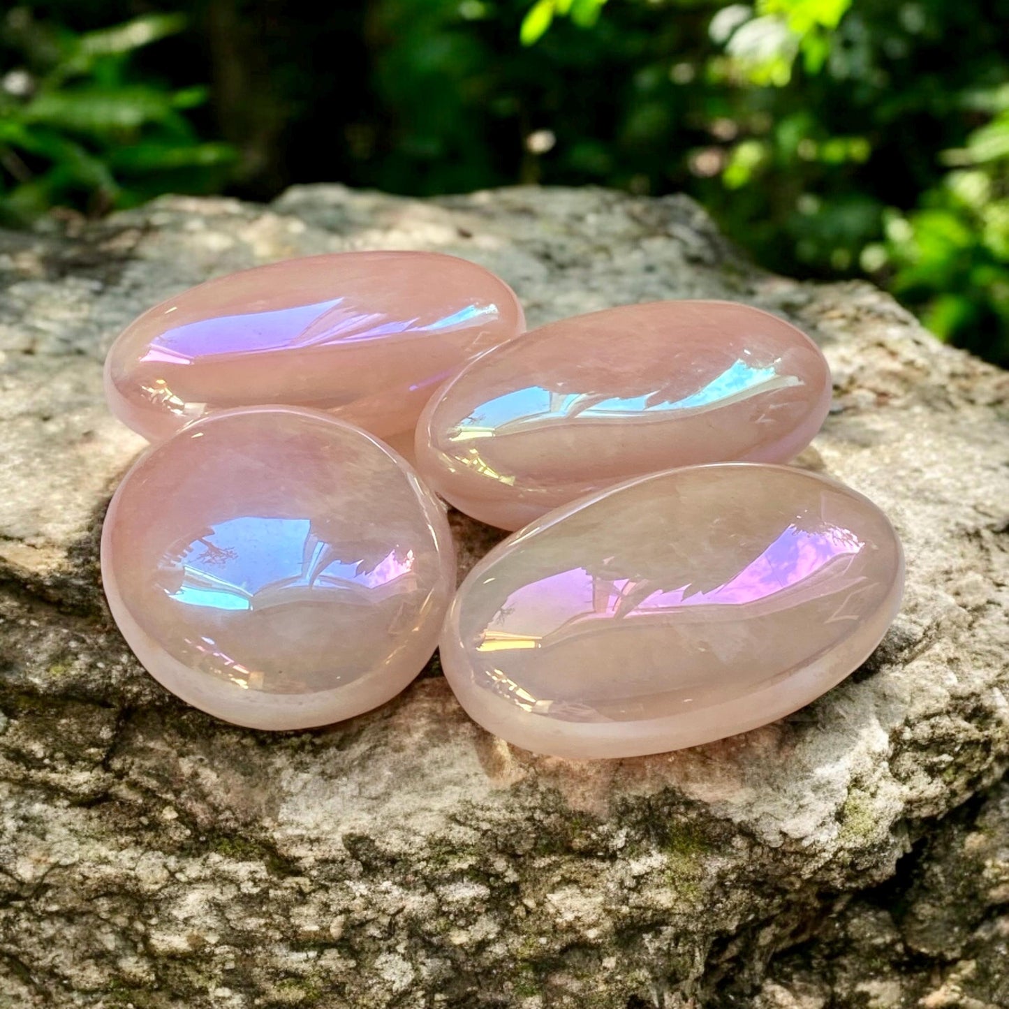 Rose Aura Quartz Palm Stone: Love & Compassion Healing Crystal