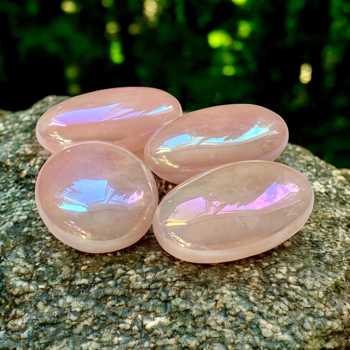 Rose Aura Quartz Palm Stone: Love & Compassion Healing Crystal