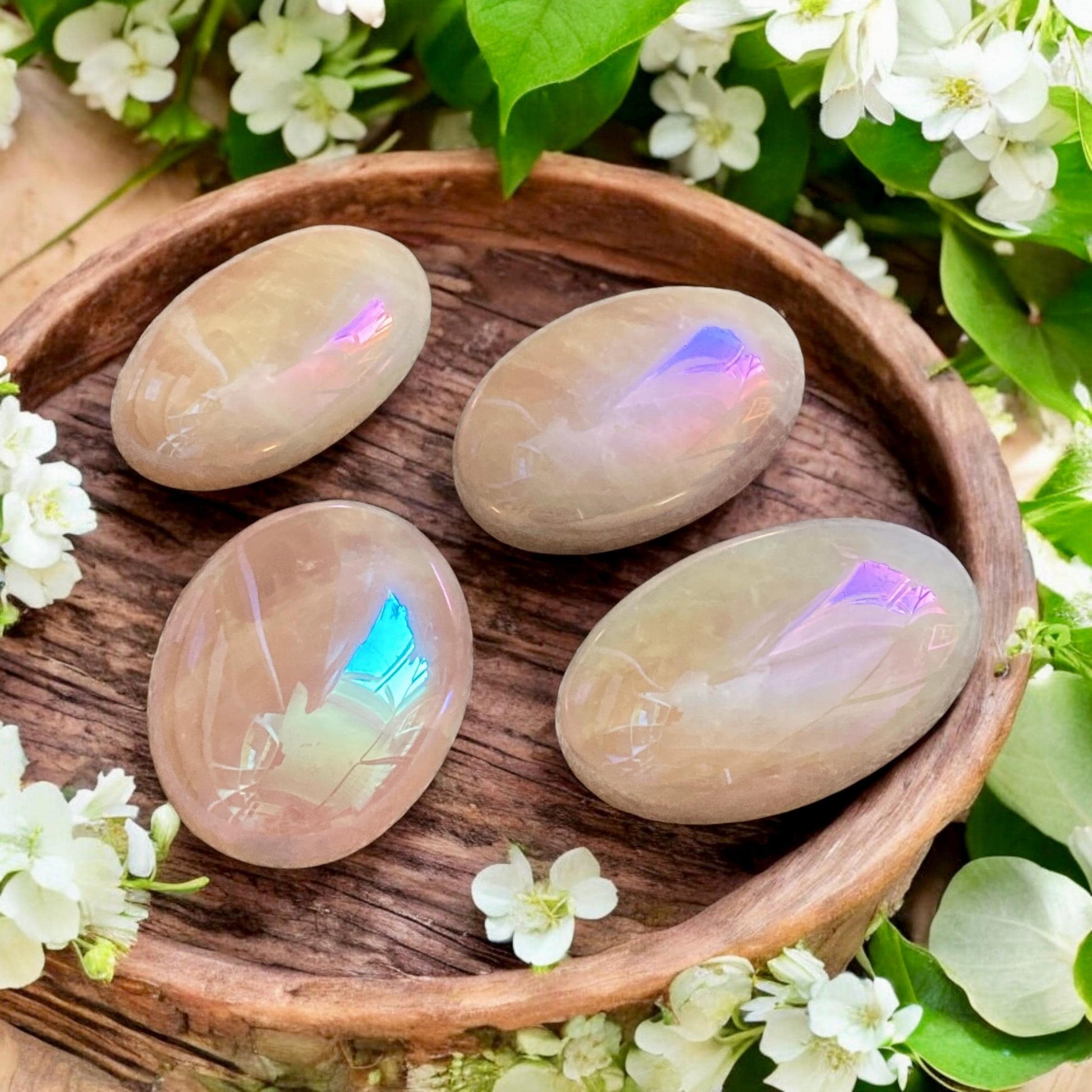 Rose Aura Quartz Palm Stone: Love & Compassion Healing Crystal