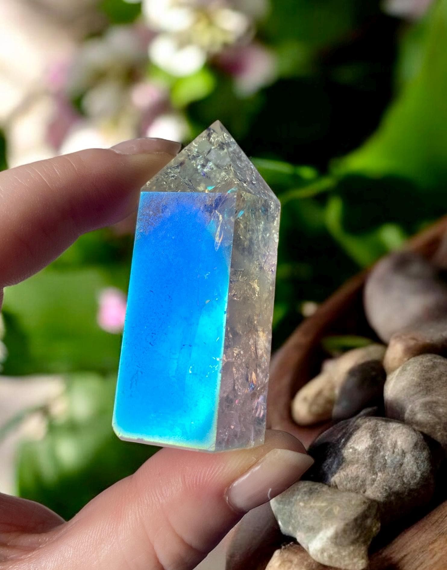 Aura Crackle Quartz Tower: Iridescent Crystal Point, Luna by Louise