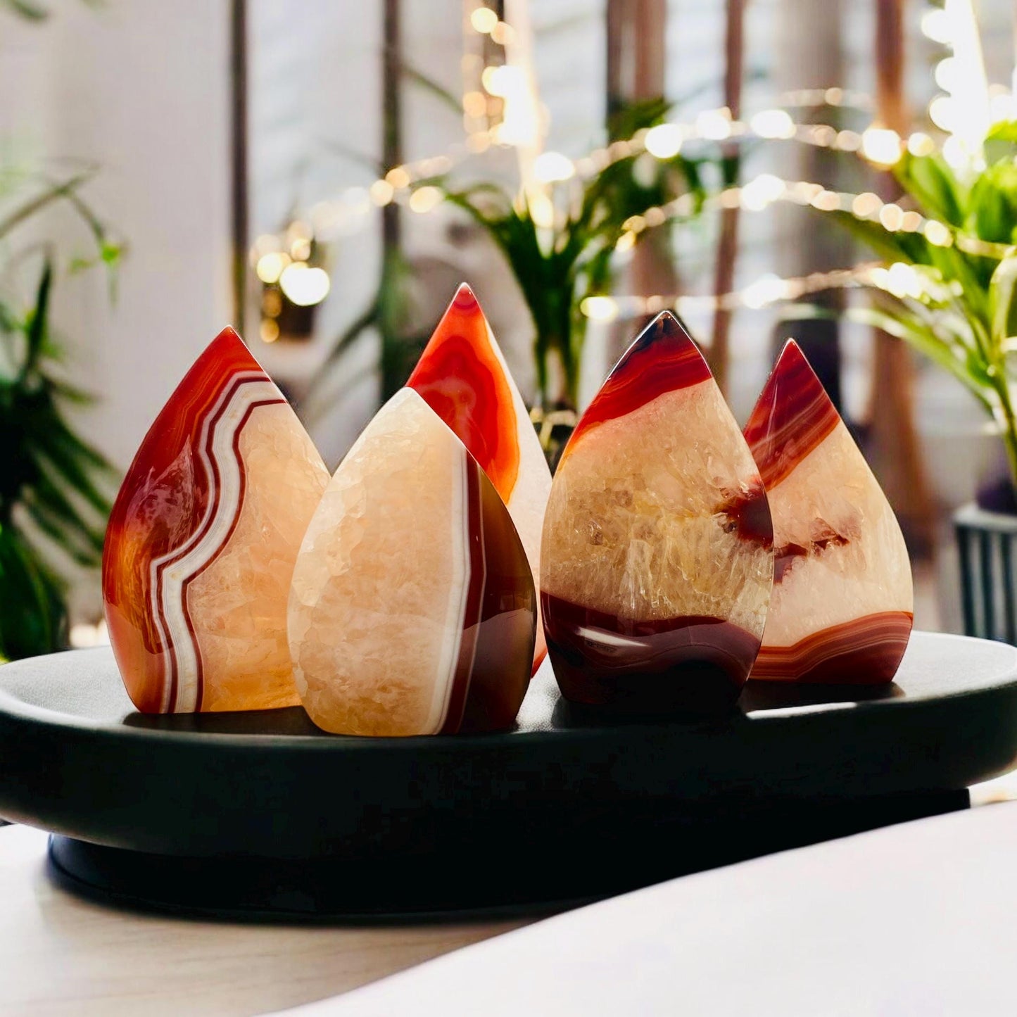 Carnelian Crystal Flame: Vibrant Free Form for Motivation