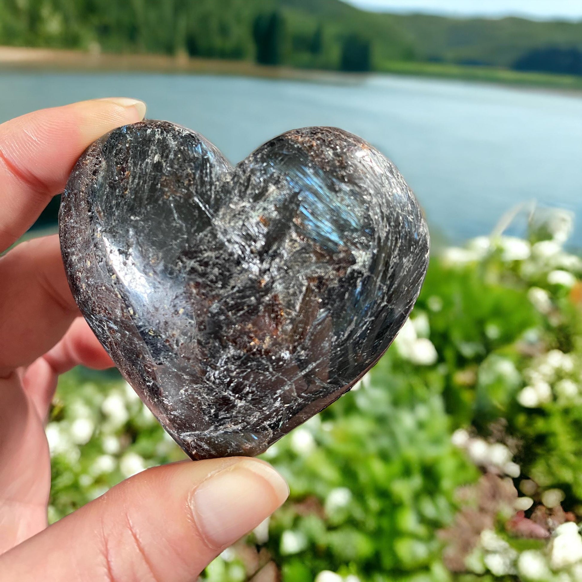 Astrophyllite Crystal Heart: Rare Luna Stone for Inner Strength