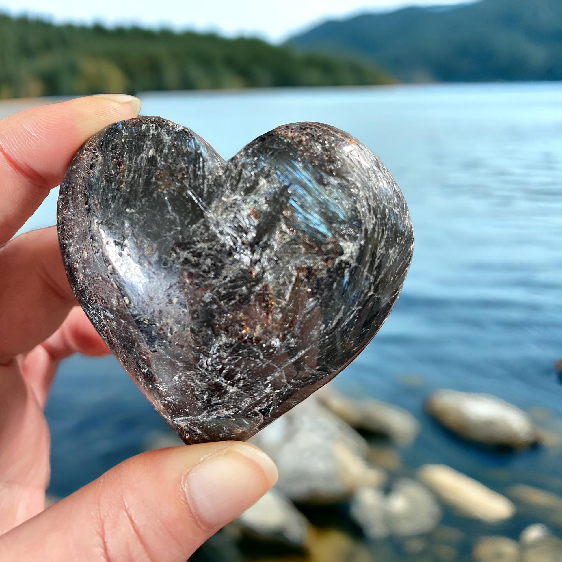 Astrophyllite Crystal Heart: Rare Luna Stone for Inner Strength