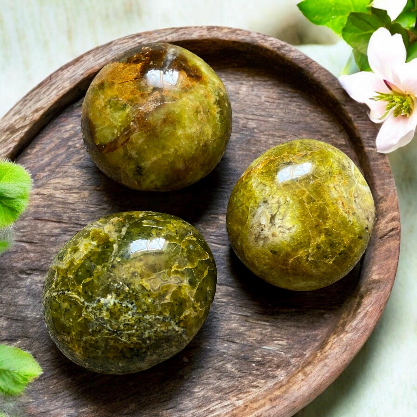 Green Opal Palm Stone, a Beautiful Green Crystal Palm Stone. Enchanting Gem for Calming Energy. Luna by Louise, Crystal Shop UK