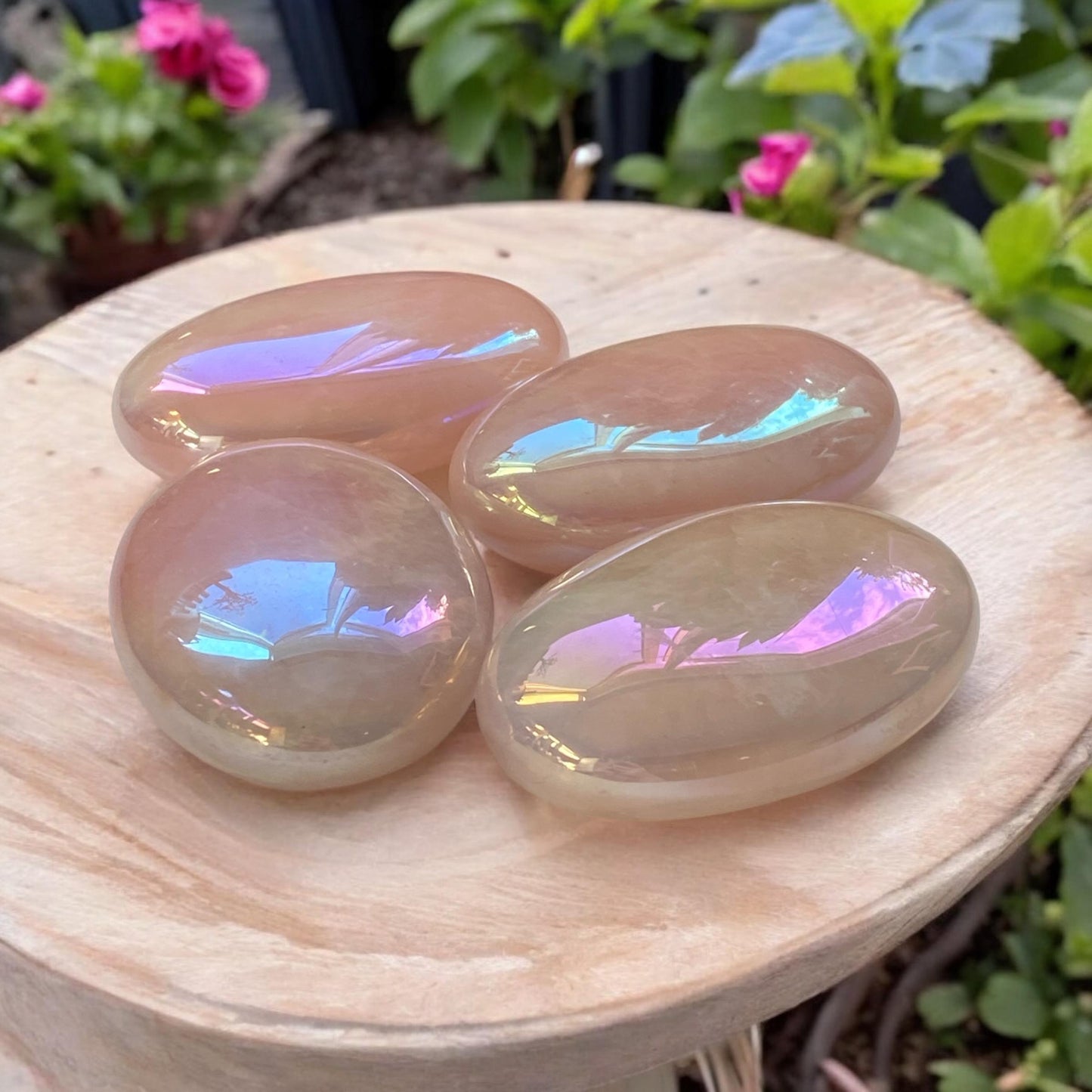 Rose Aura Quartz Palm Stone: Love & Compassion Healing Crystal