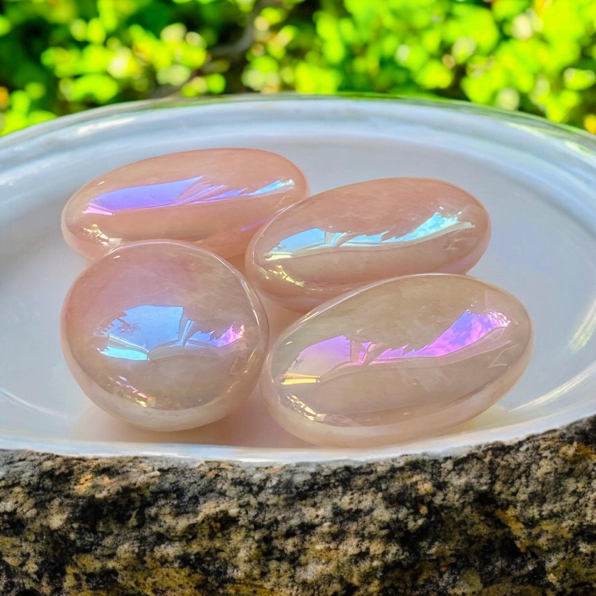 Rose Aura Quartz Palm Stone: Love & Compassion Healing Crystal
