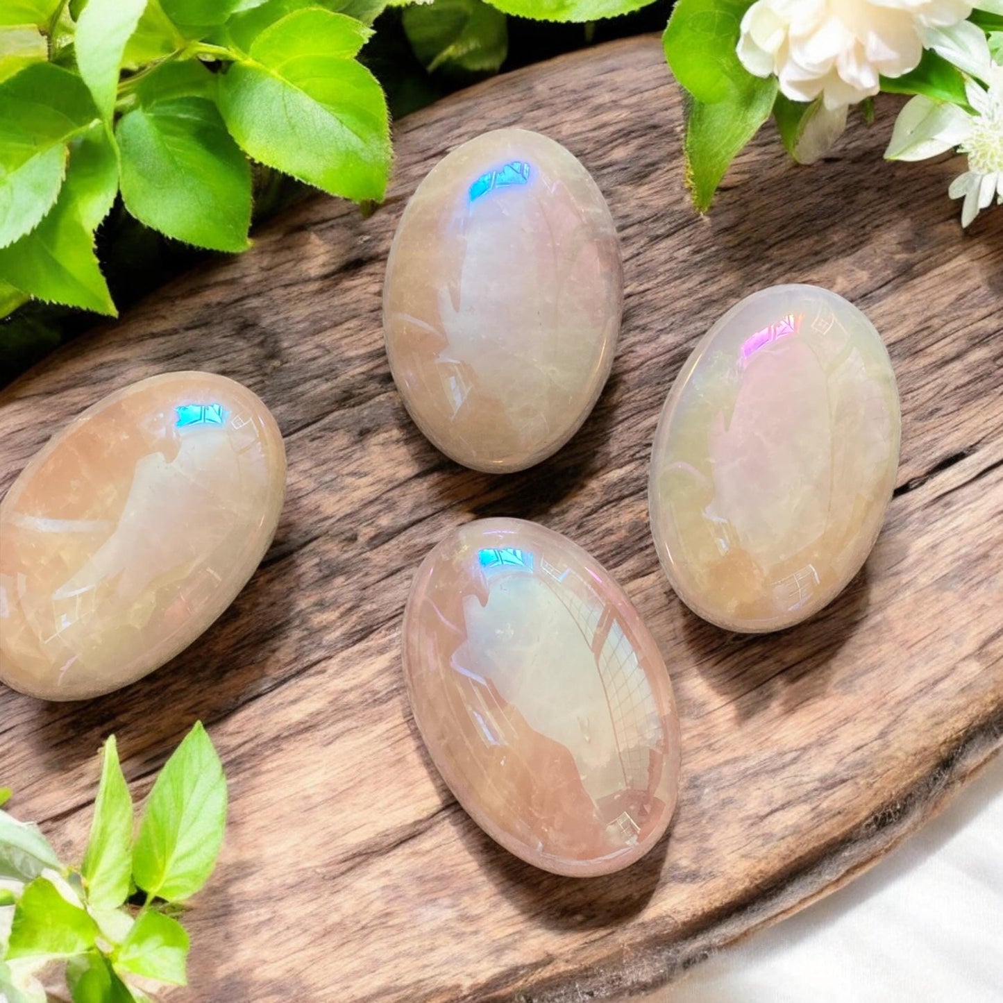 Rose Aura Quartz Palm Stone: Love & Compassion Healing Crystal
