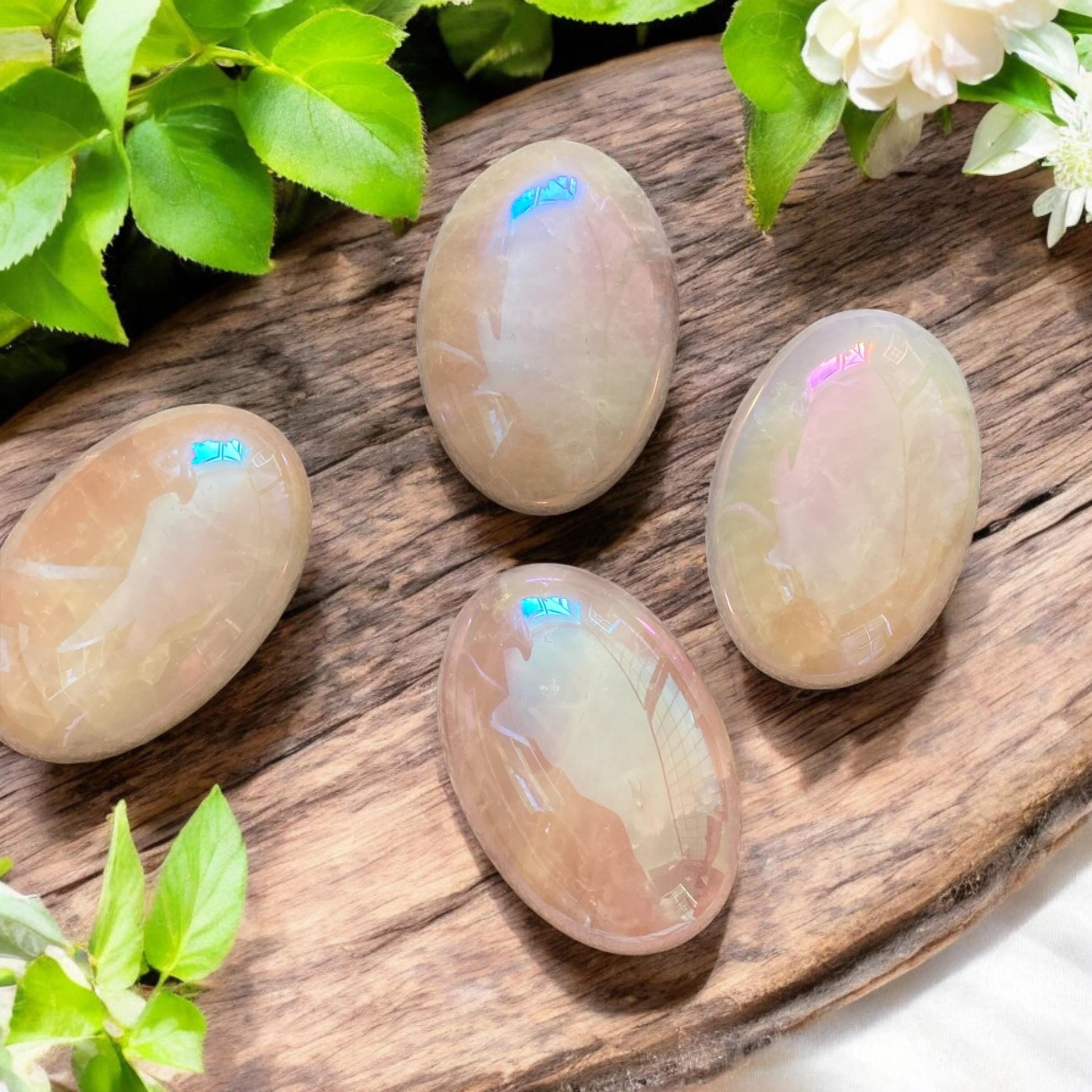 Rose Aura Quartz Palm Stone: Love & Compassion Healing Crystal