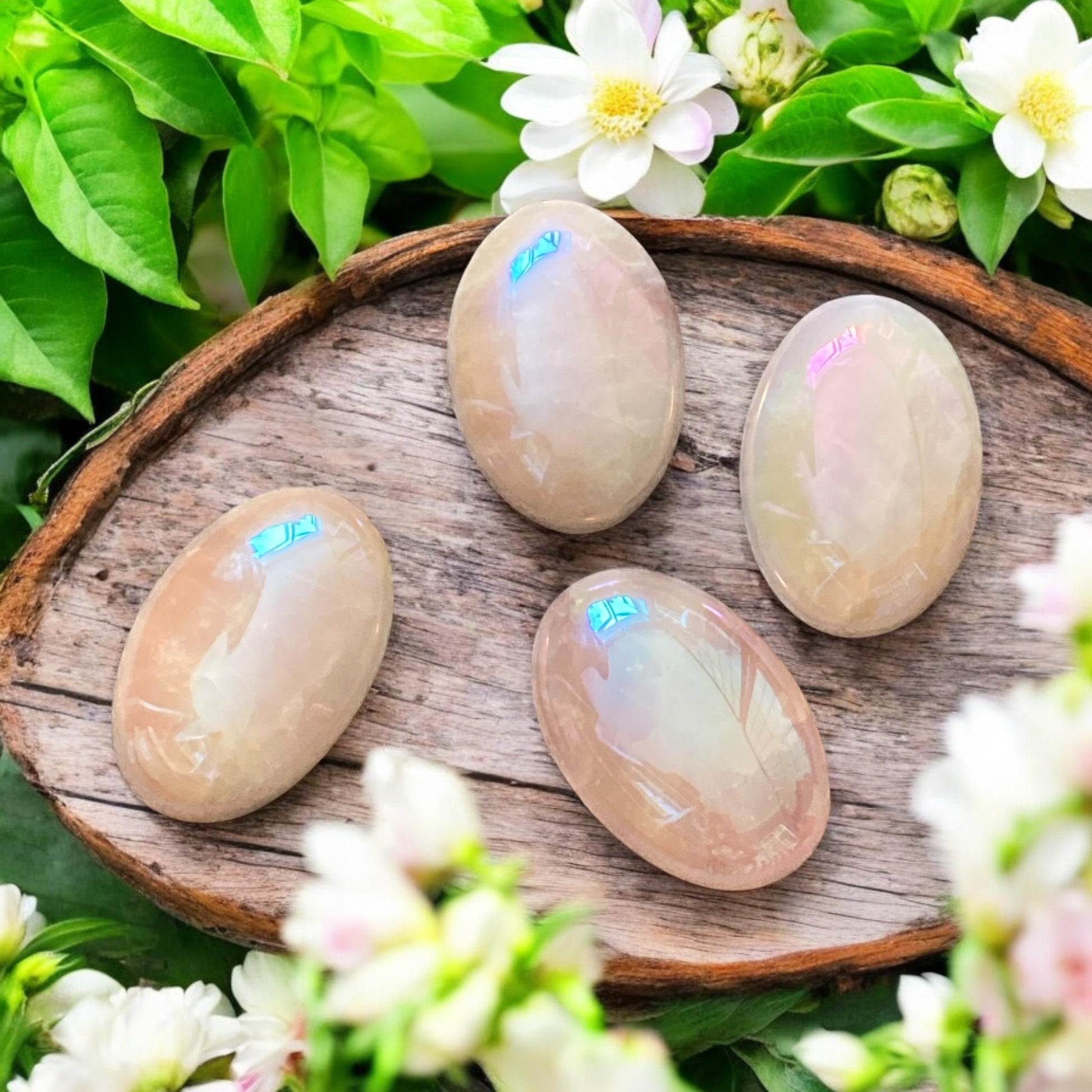 Rose Aura Quartz Palm Stone: Love & Compassion Healing Crystal