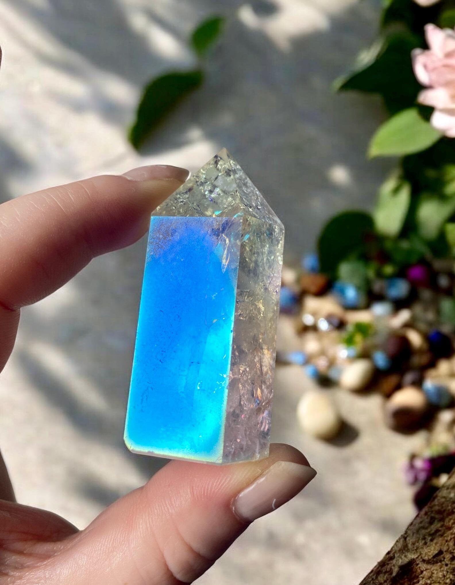 Aura Crackle Quartz Tower: Iridescent Crystal Point, Luna by Louise