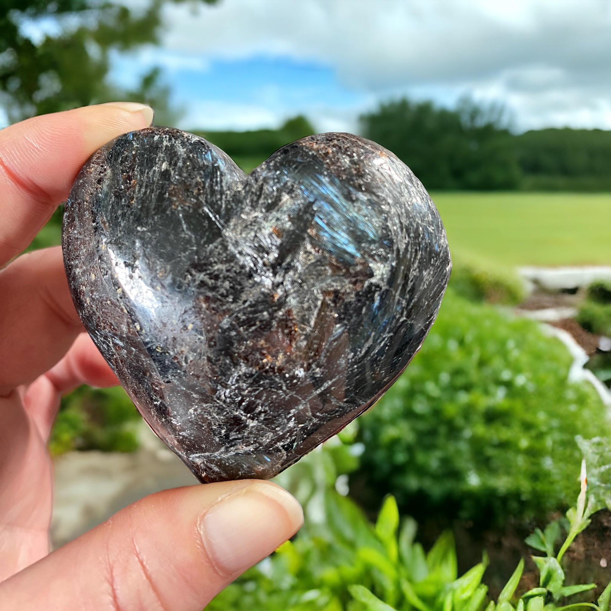 Astrophyllite Crystal Heart: Rare Luna Stone for Inner Strength